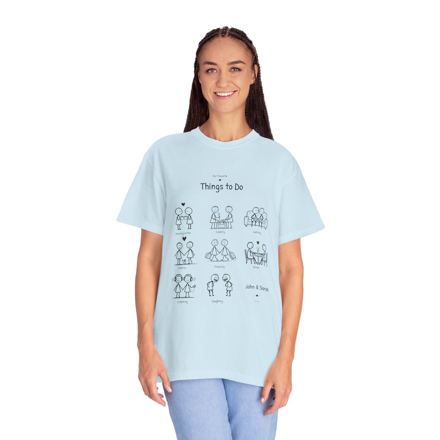 Our Favourite Things to Do Together – Personalised Valentine’s Illustration T-Shirt Gift - 14723