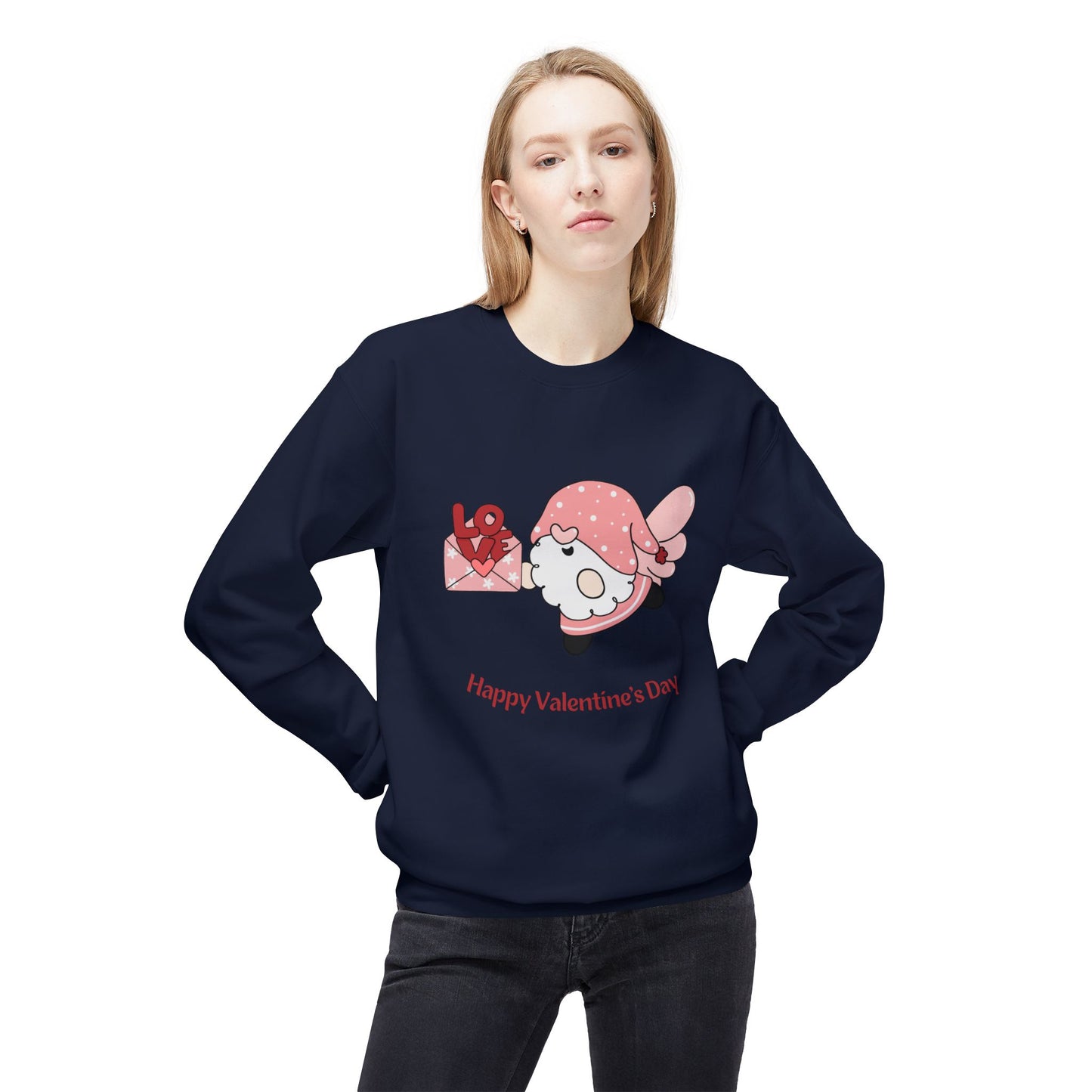 Gnome, Happy Valentine's Day - Unisex Midweight Softstyle Fleece Crewneck Sweatshirt - 11349