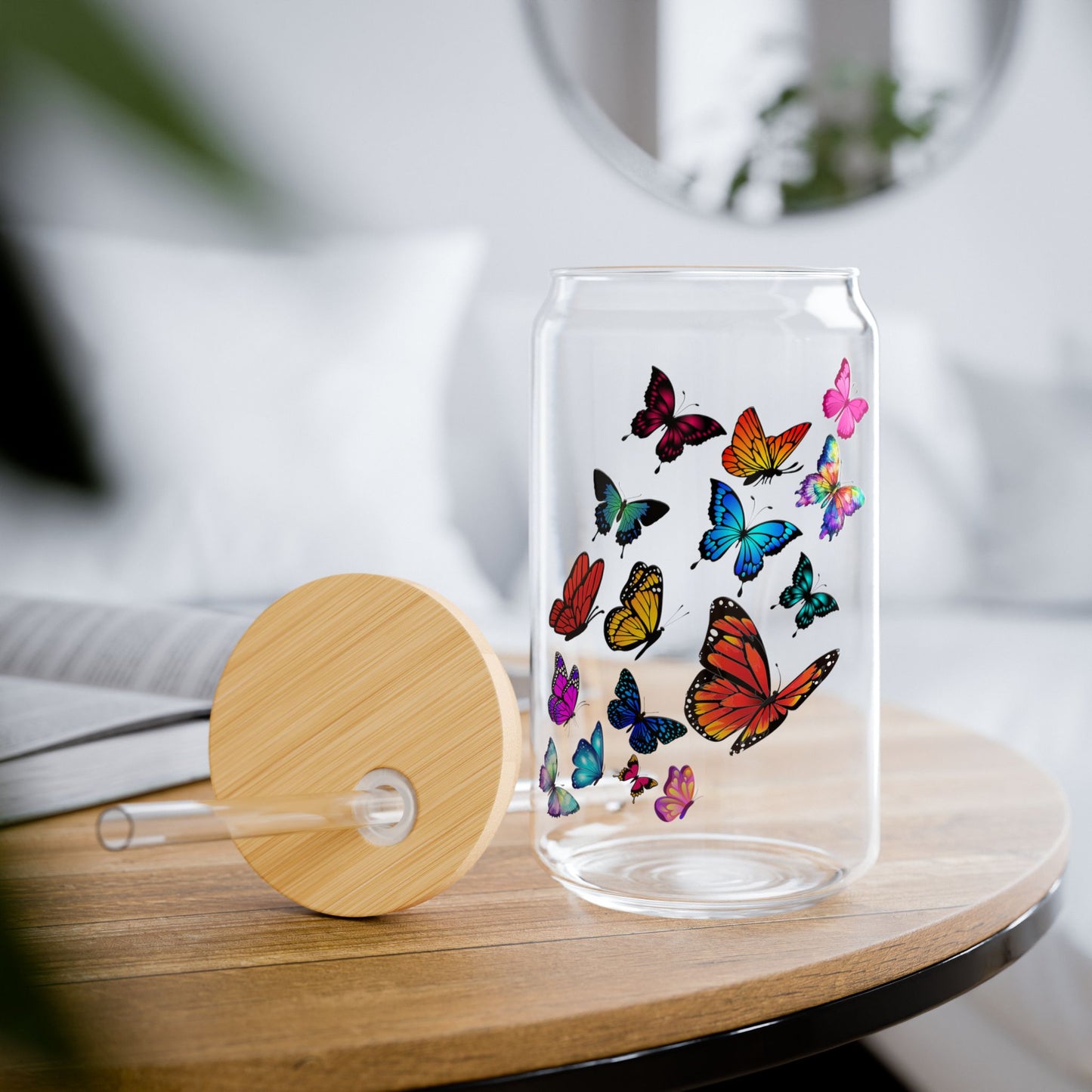 Butterflies: Nature's Masterpiece,  Customizable - Sipper Glass, 16oz