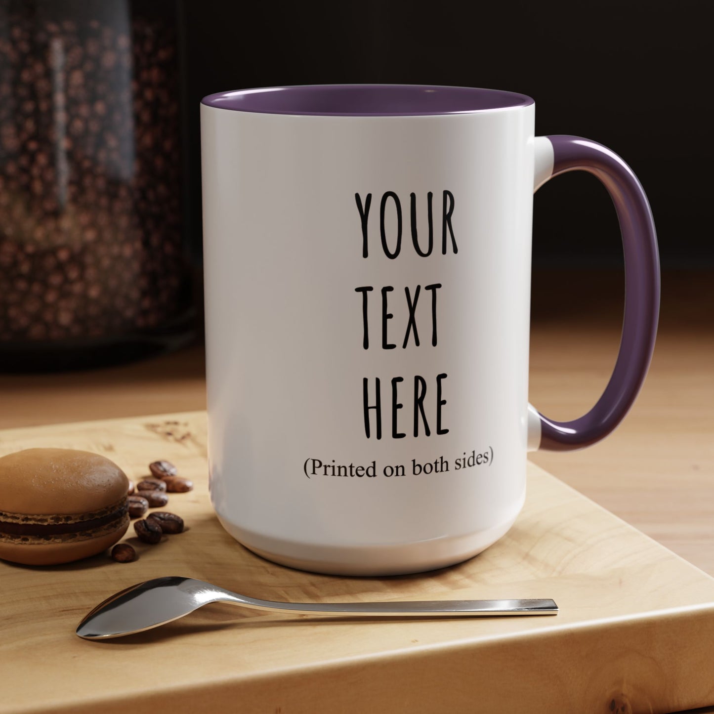 Personalized Accent Coffee Mug – Custom Text Printed Both Sides (11oz & 15oz) - 14676