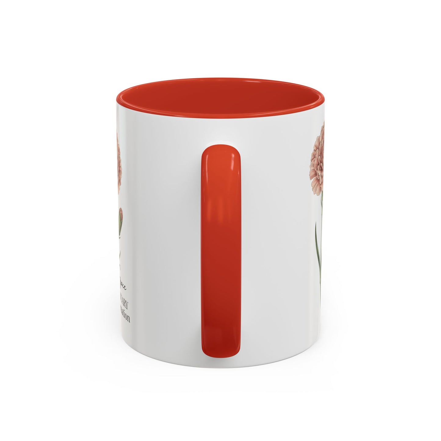 January Carnation Birth Flower Accent Coffee Mug – Customizable (11oz / 15oz) - 14671