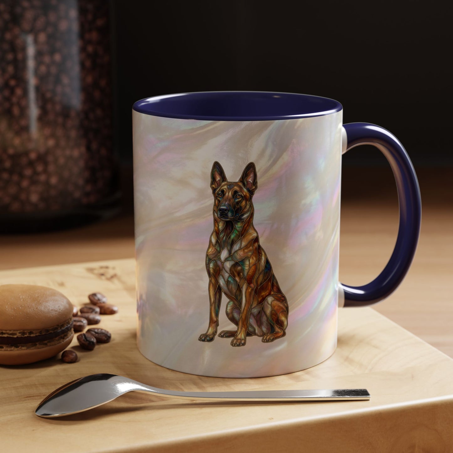 Belgian Malinois Accent Coffee Mug - Stained Glass Design 11oz & 15oz - 14616