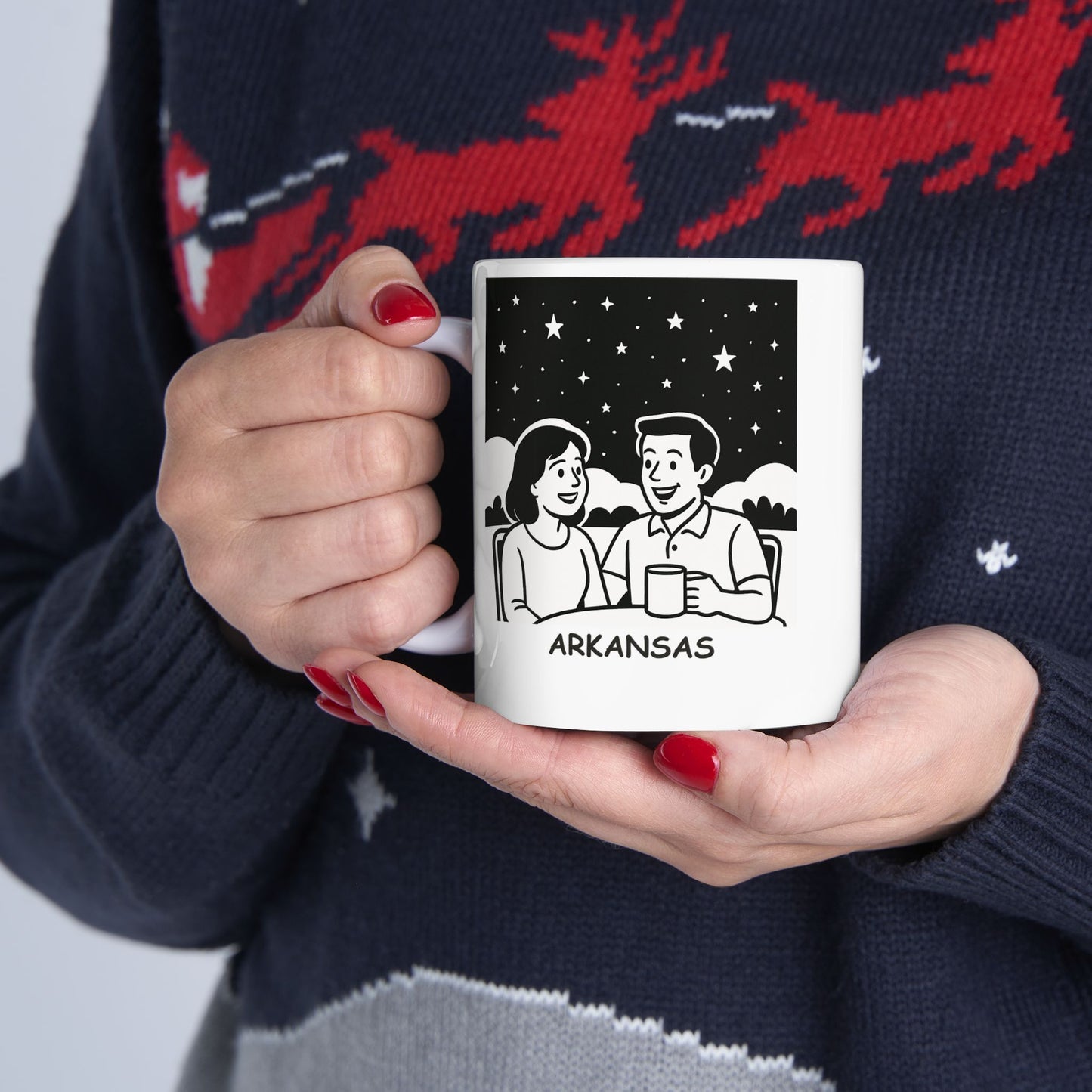 "Arkansas: Where the stars shine brighter and the conversations last longer." Ceramic Mug - 13325