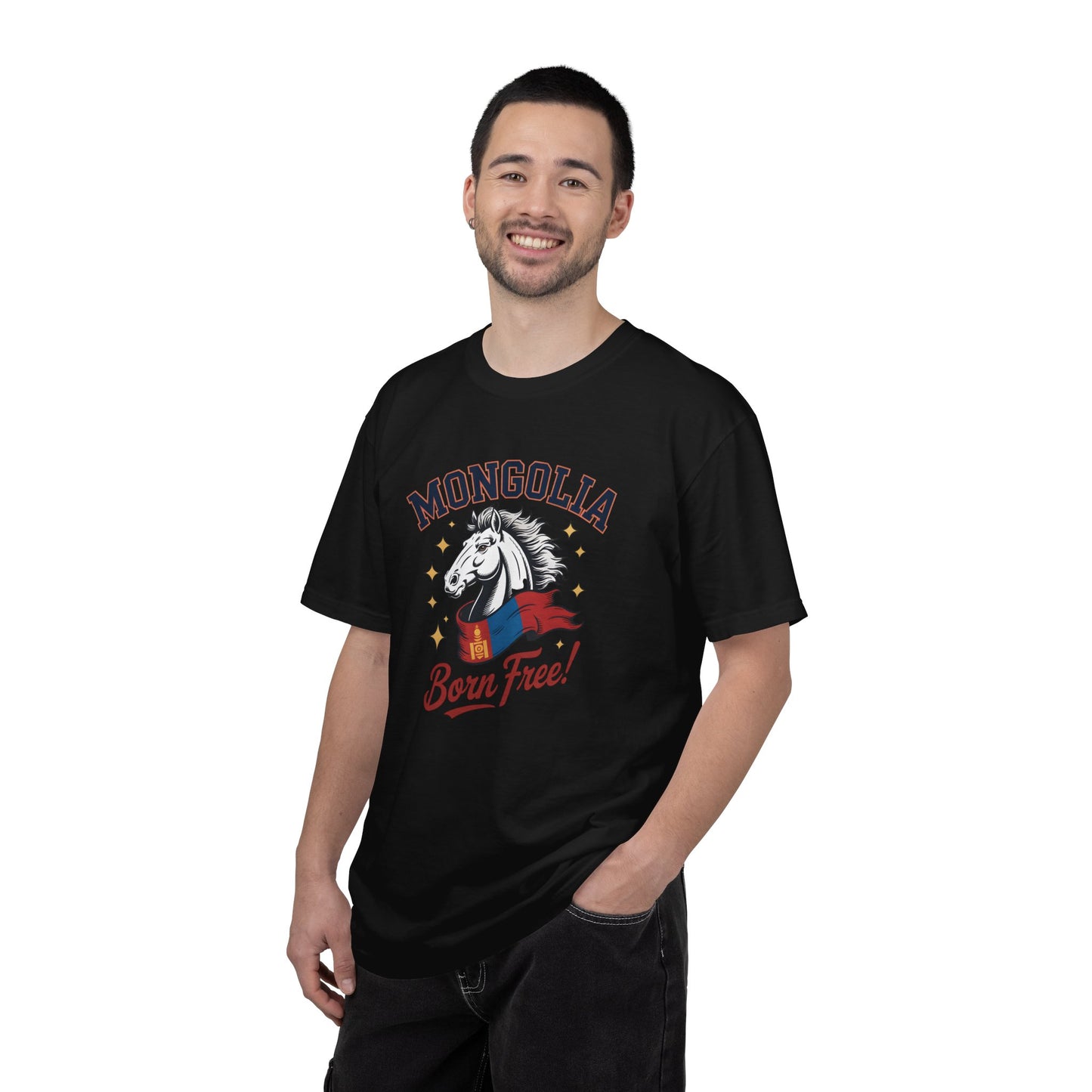 Born Free Mongolia Horse T-Shirt – Patriotic Mongolian Pride Graphic Tee for Men & Women - 14805