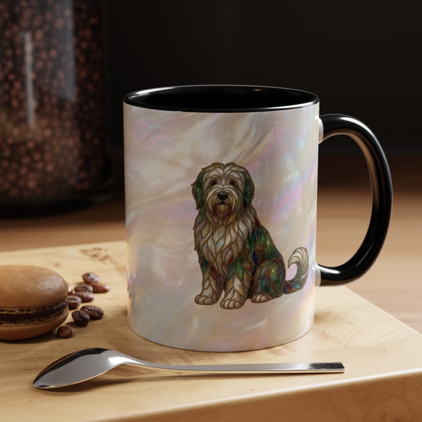English Sheepdog Accent Coffee Mug -Stained Glass Style (11/15oz) - 14631