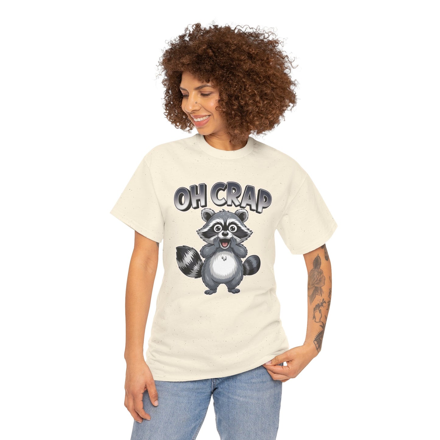 Funny Raccoon T-Shirt – “Oh Crap” Cute Meme Reaction Animal Tee Gift - 14855