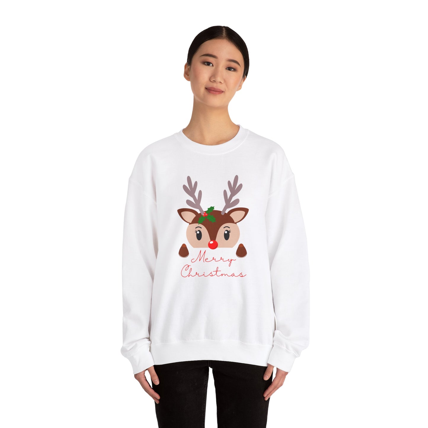 Reindeer, Merry Christmas - Unisex Heavy Blend™ Crewneck Sweatshirt