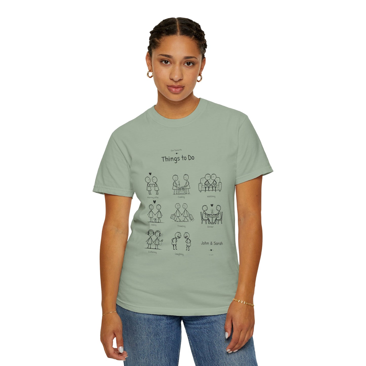 Our Favourite Things to Do Together – Personalised Valentine’s Illustration T-Shirt Gift - 14723