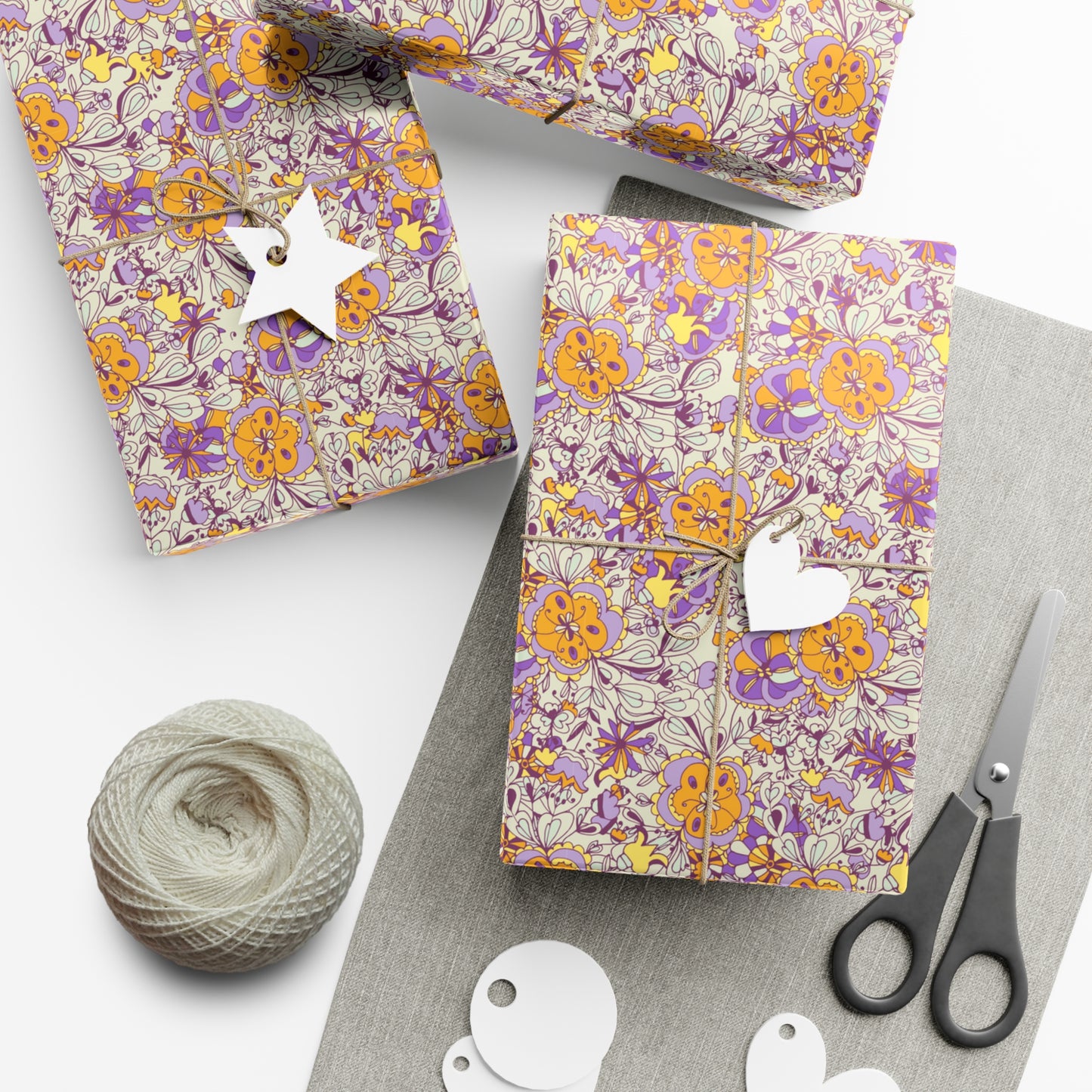 Orange & Purple Flowers - Gift Wrap Papers - 10240