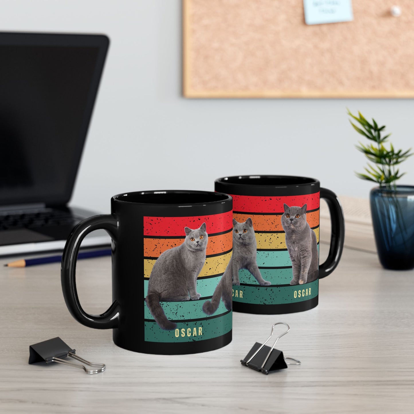 Oscar, Cat Photo, Customizable  - Black Mug (11oz, 15oz) - 10229