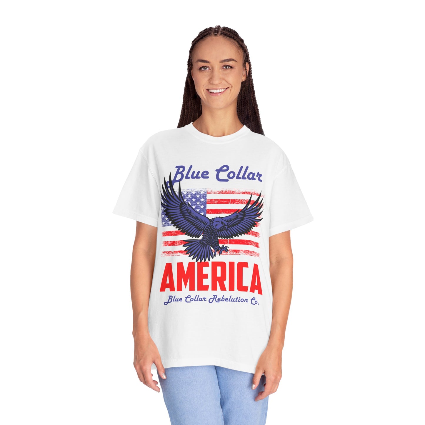 Unisex American Eagle Graphic Tee - Perfect for Patriotic Events, Casual Wear, 4th of July Gatherings, Gifts for Blue Collar Workers - 13695