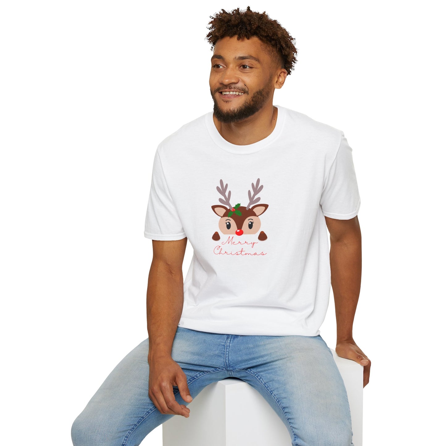 Reindeer, Merry Christmas - Unisex Softstyle T-Shirt