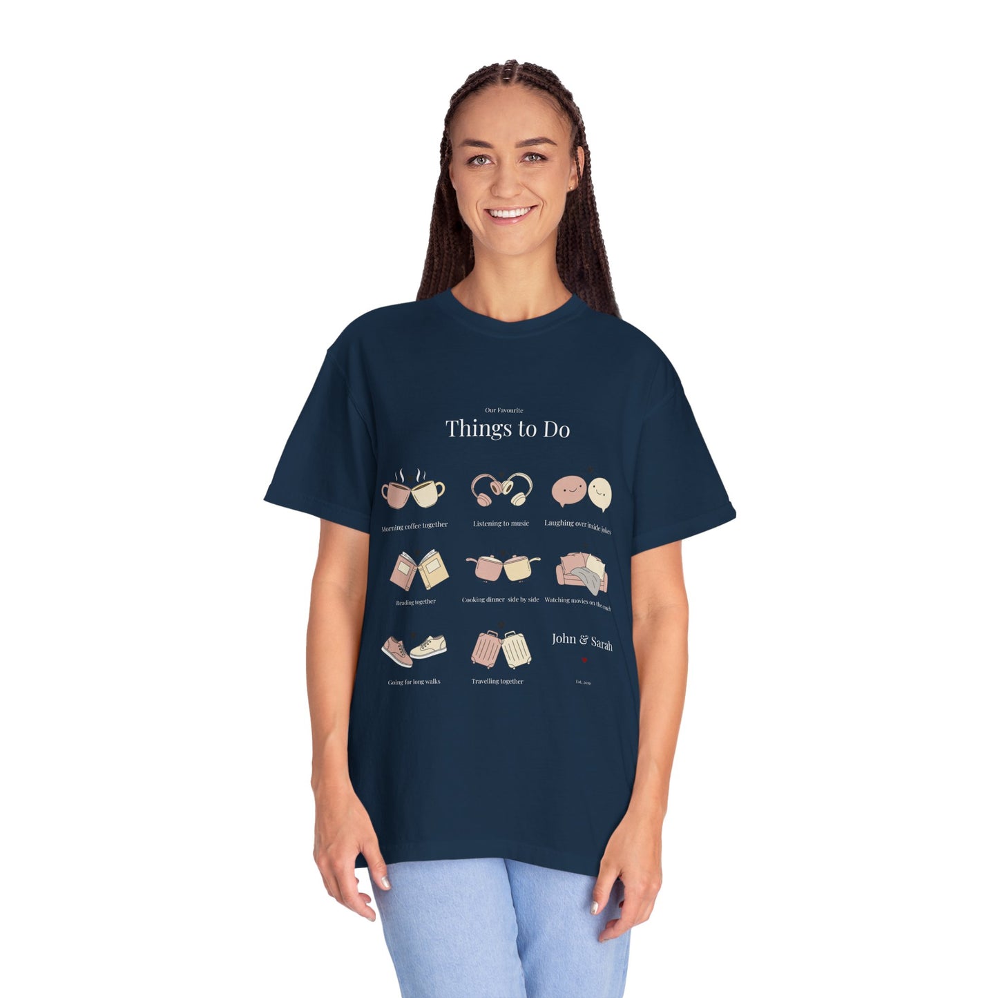 Our Favourite Things to Do Together – Personalised Valentine’s Illustration T-Shirt Gift - 14720