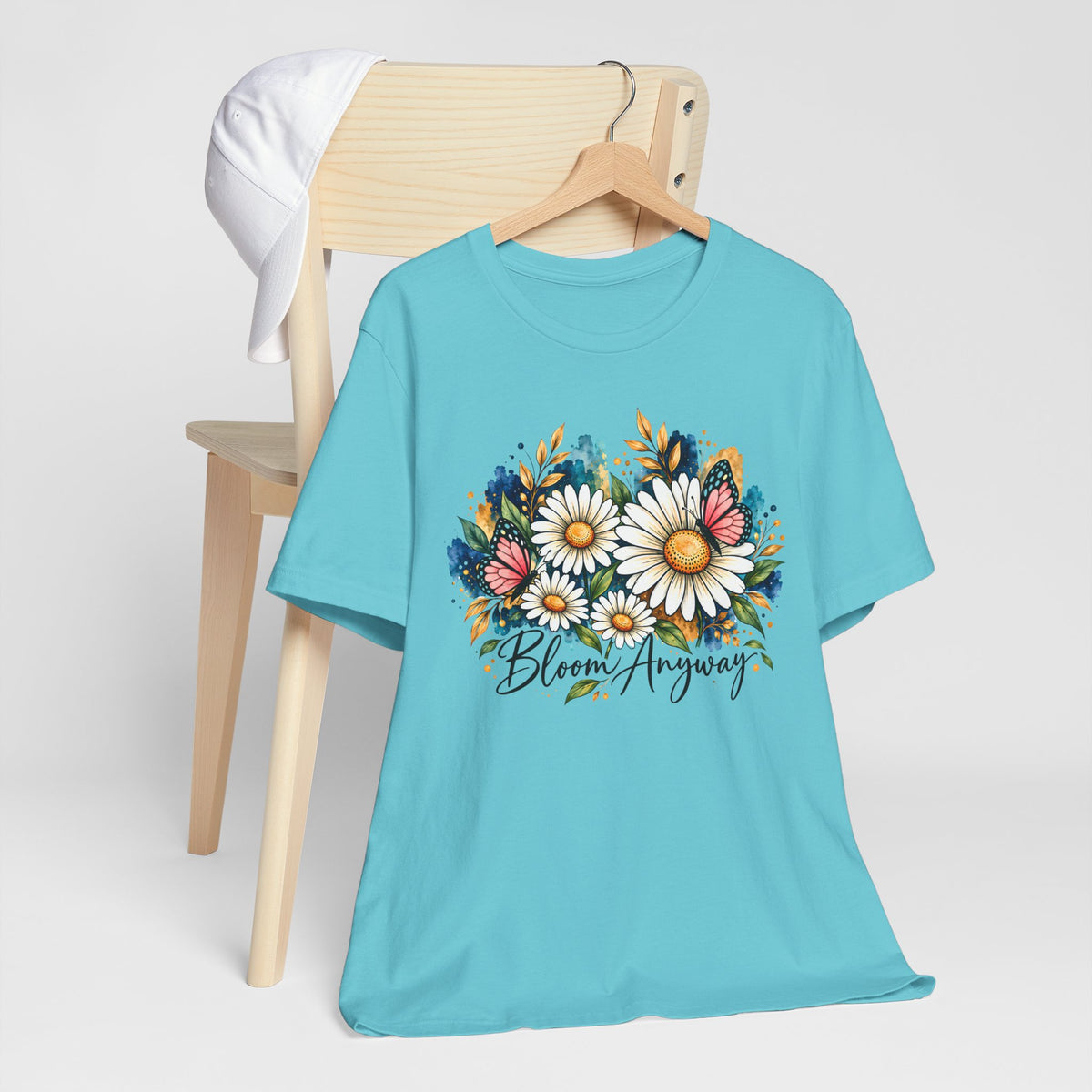 Daisy & Butterfly T-Shirt, “Bloom Anyway” Floral Graphic Tee - 14975