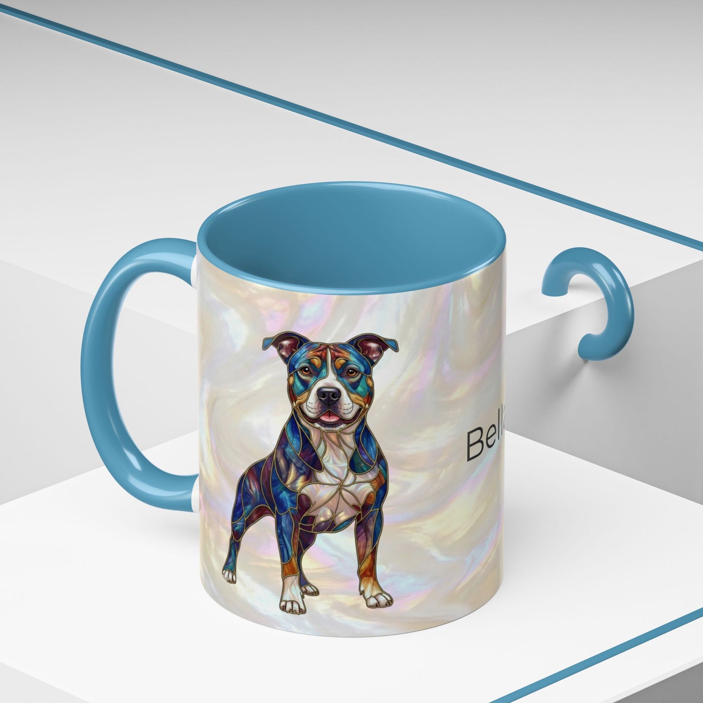Pitbull Dog Accent Coffee Mug — Stained Glass Design (11/15oz) - 14536