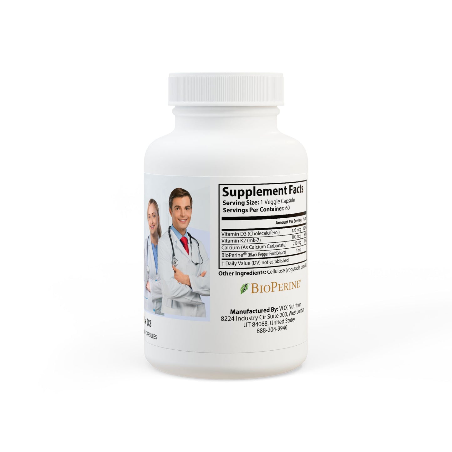 Vitamin K2 + D3 Supplement (60 Capsules)