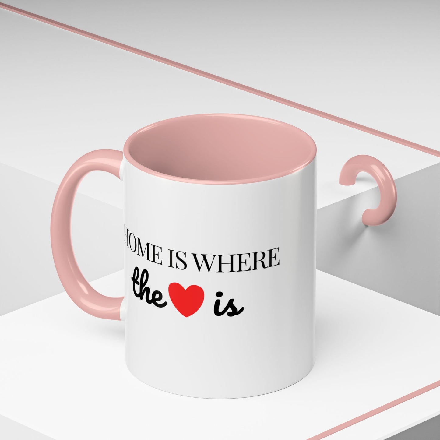 "Home is Where the Heart is" Coffee Mug —  Minimal Accent Ceramic Mug (11/15oz) - 14684