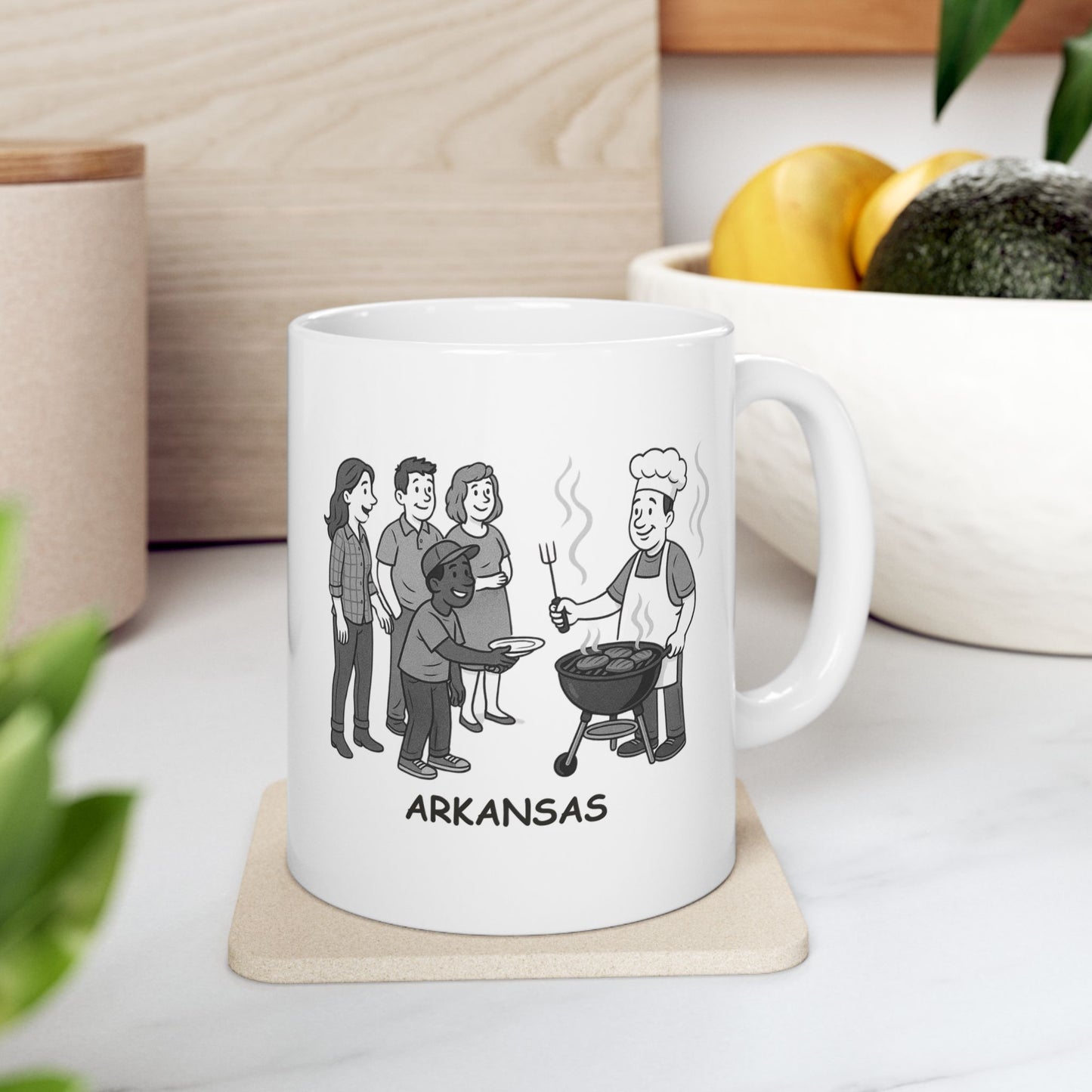 "Arkansas: Where everyone’s a friend and the BBQ is always worth the wait." Ceramic Mug - 13278