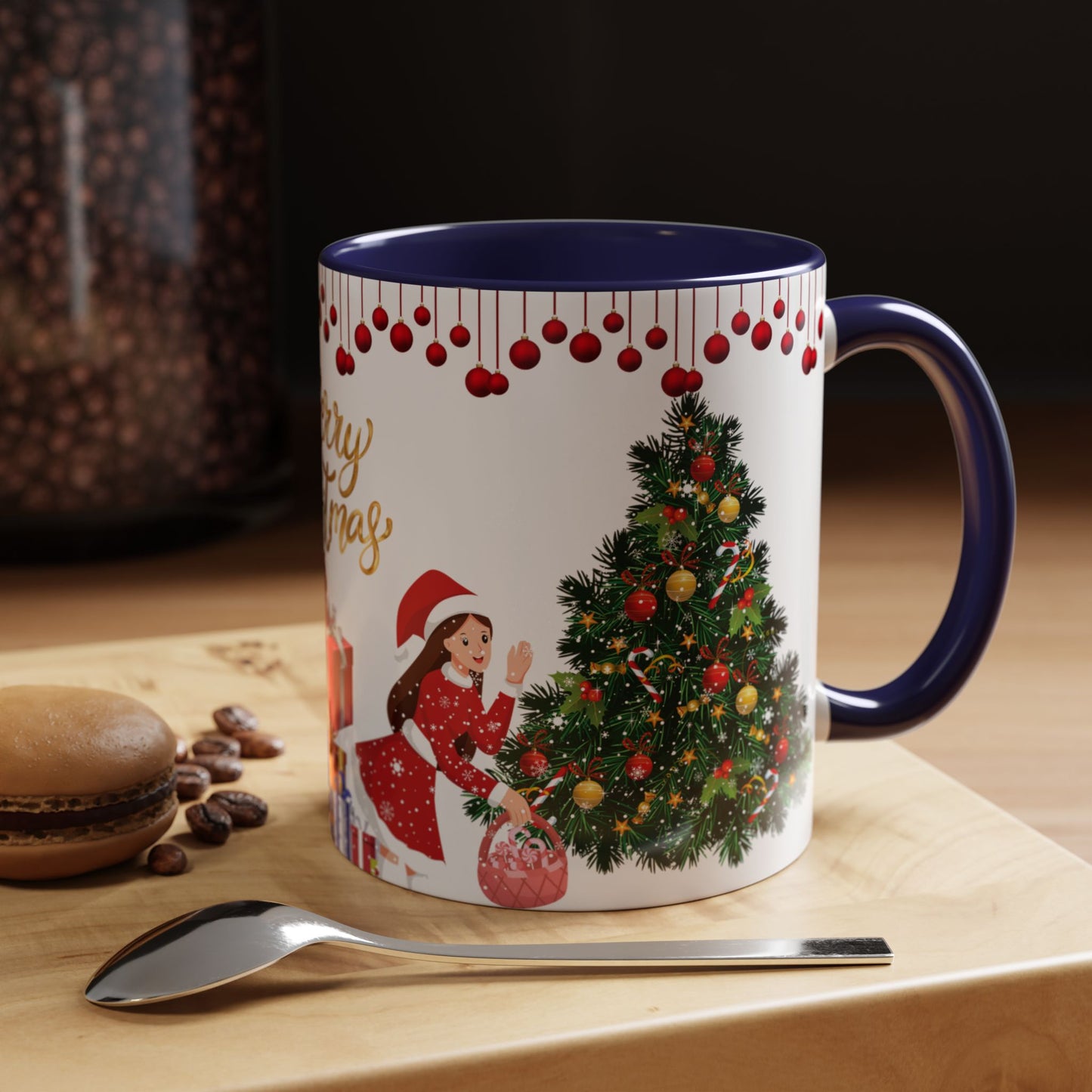 Merry Christmas - Accent Coffee Mug (11, 15oz)