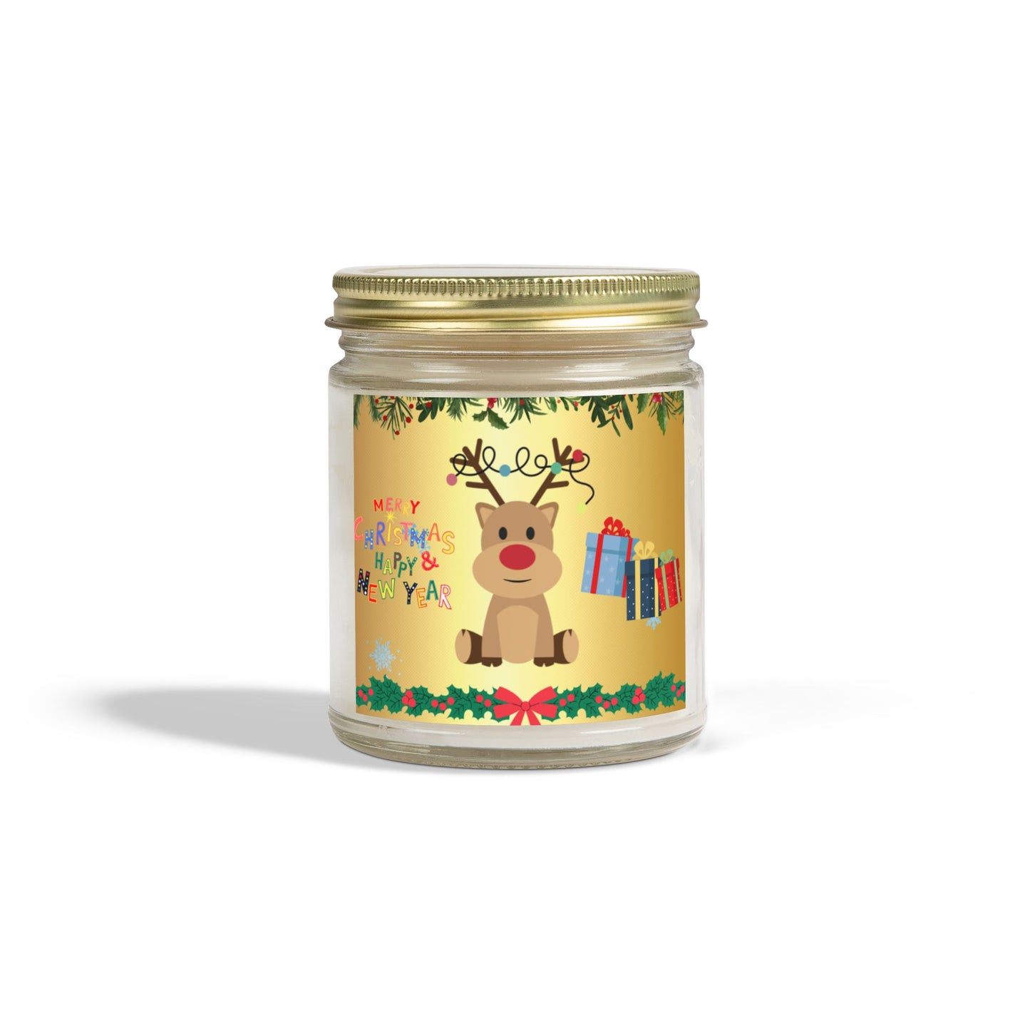 Christmas, Deer - Scented Candles, Coconut Apricot Wax (4oz, 9oz)