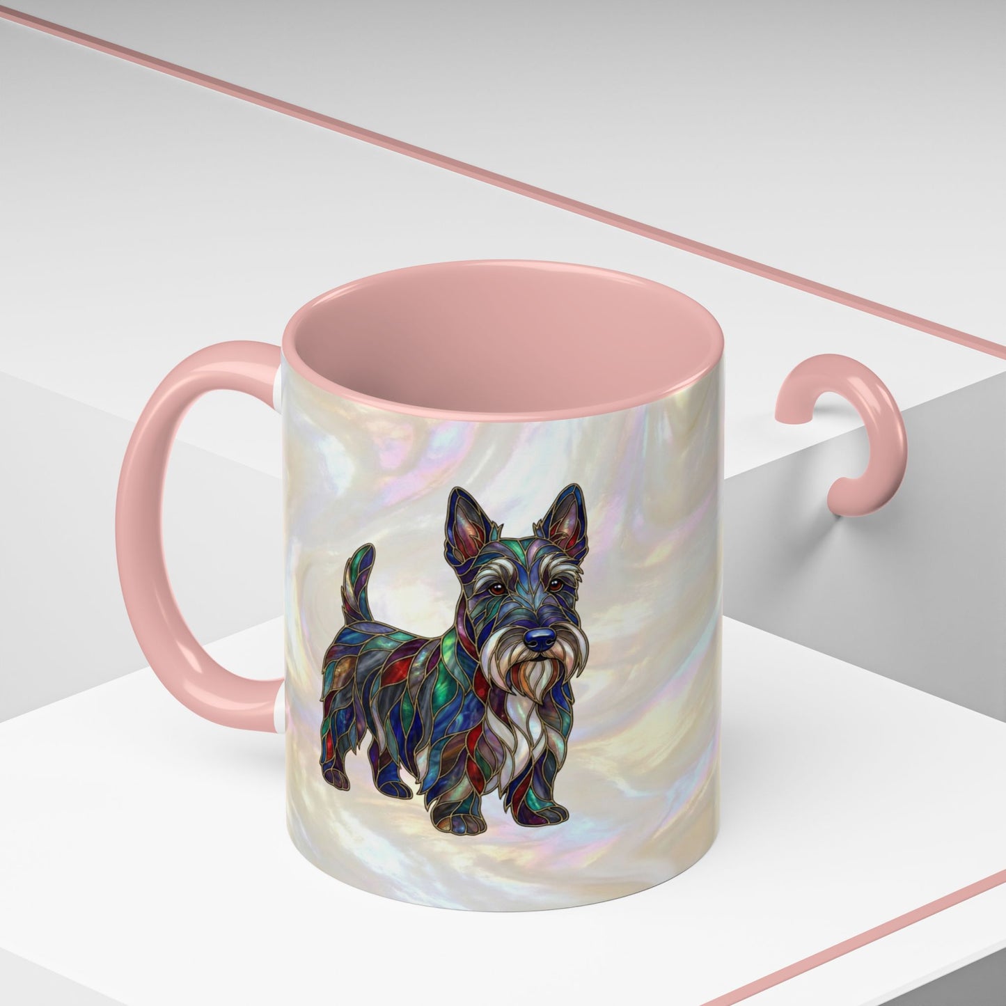 Scottish Terrier Accent Coffee Mug – Stained Glass Design 11/15oz - 14644