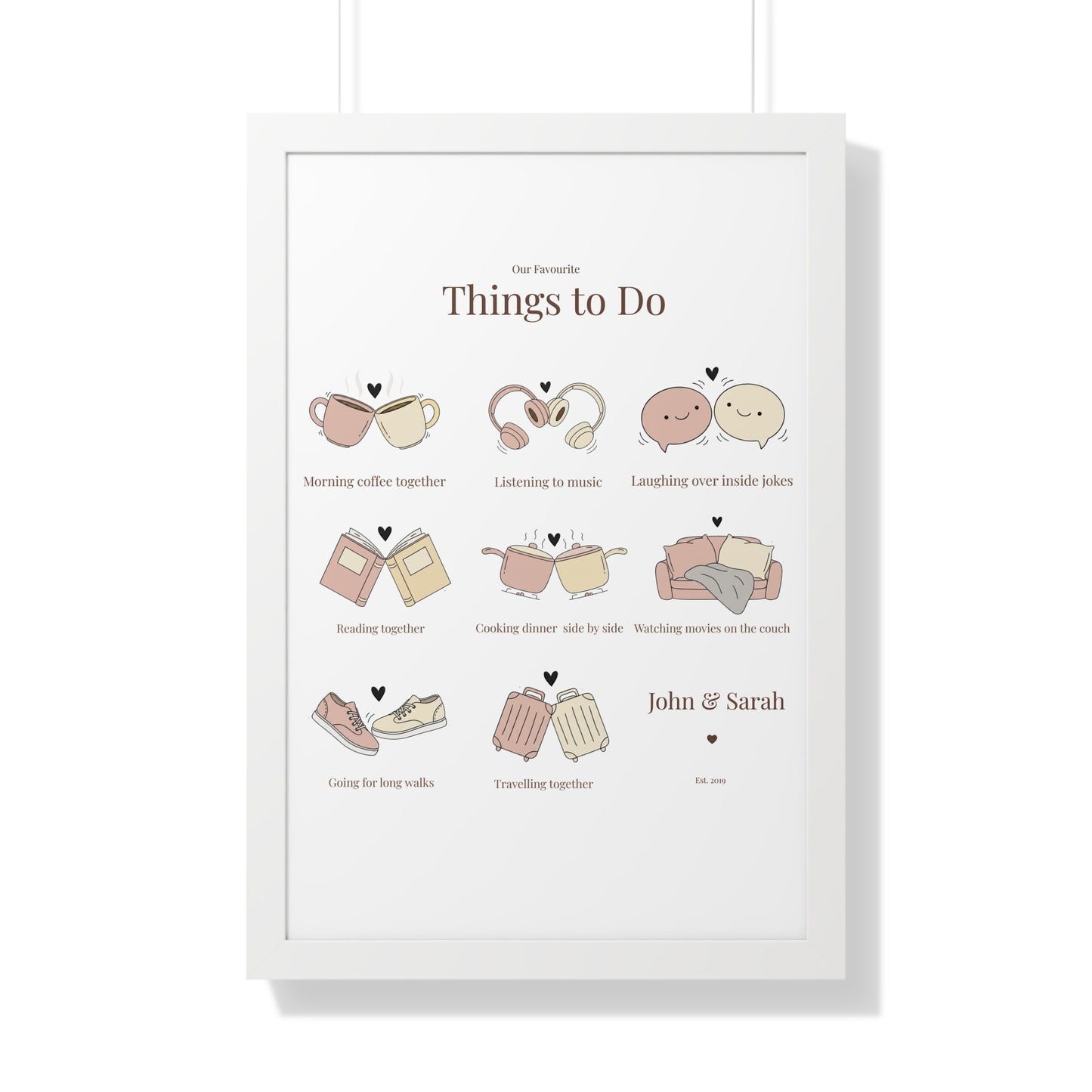 Framed Poster – “Our Favourite Things to Do” Personalized Couple Print | Valentine’s Gift - 14708
