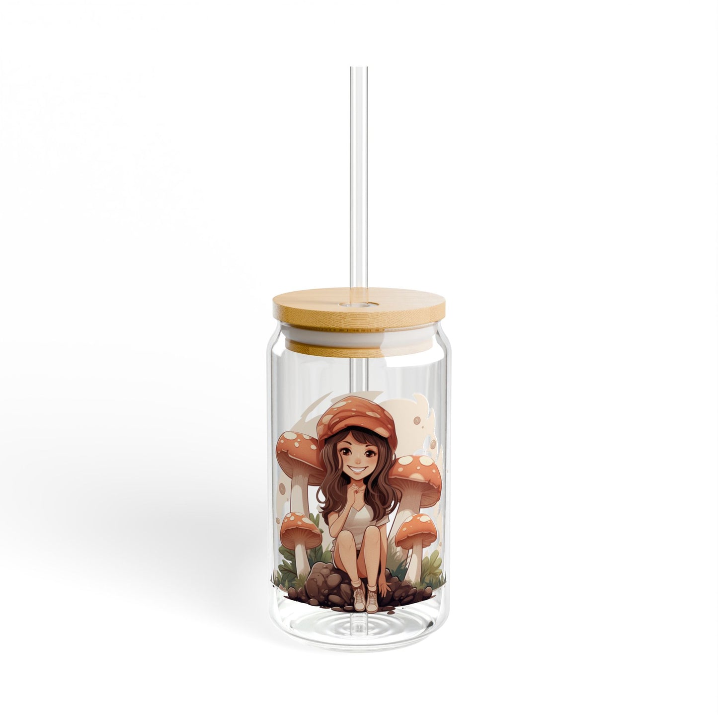 Adventures with Mushroom Girl,  Customizable - Sipper Glass, 16oz