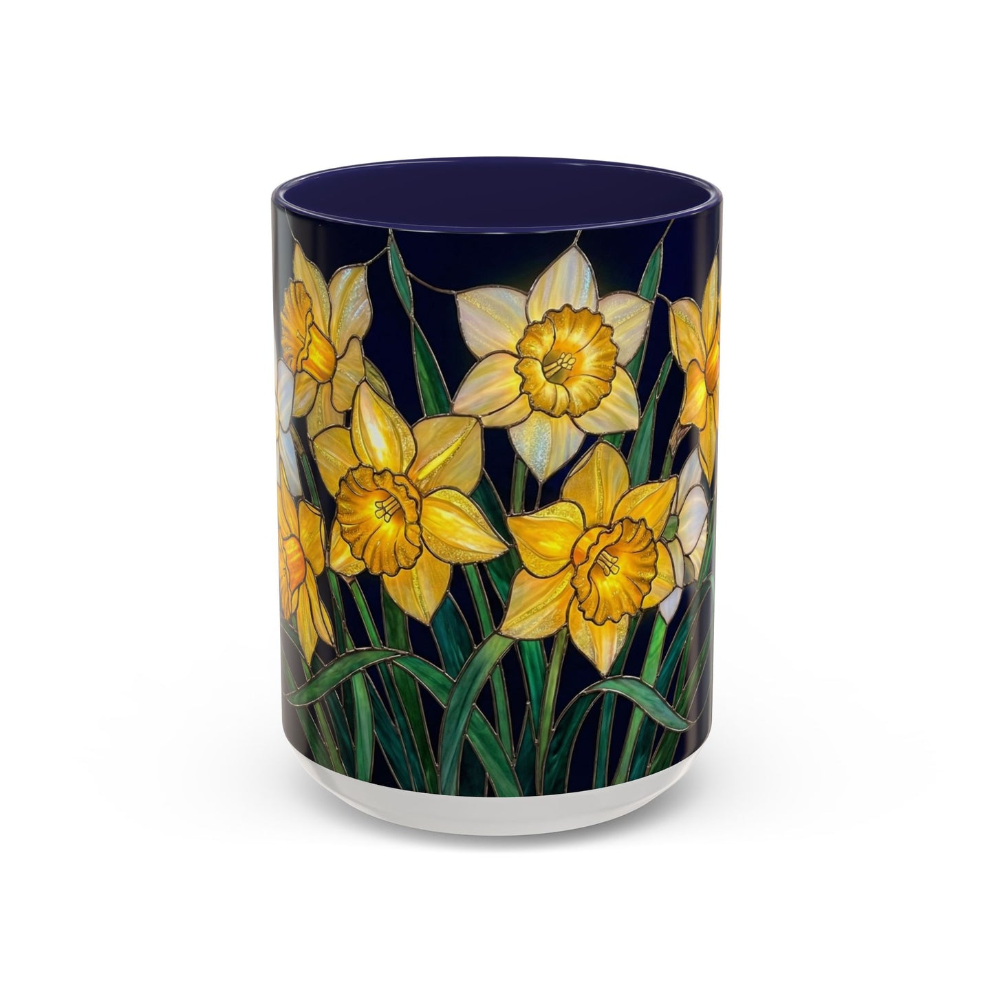 Daffodil Garden Accent Coffee Mug — Stained Glass Design (11/15oz) - 14542