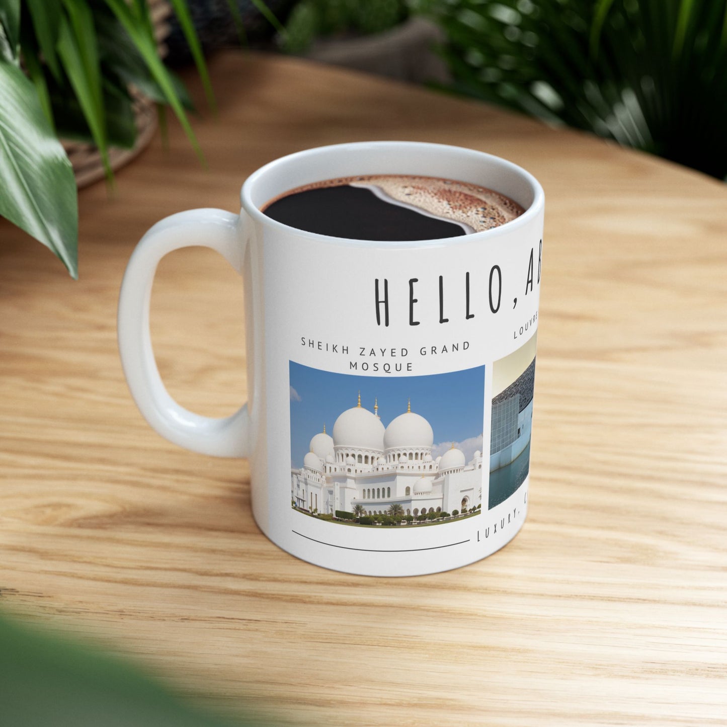 Hello Abu Dhabi! Ceramic Mug - 11oz & 15oz Coffee Cup with Scenic Design - 12097