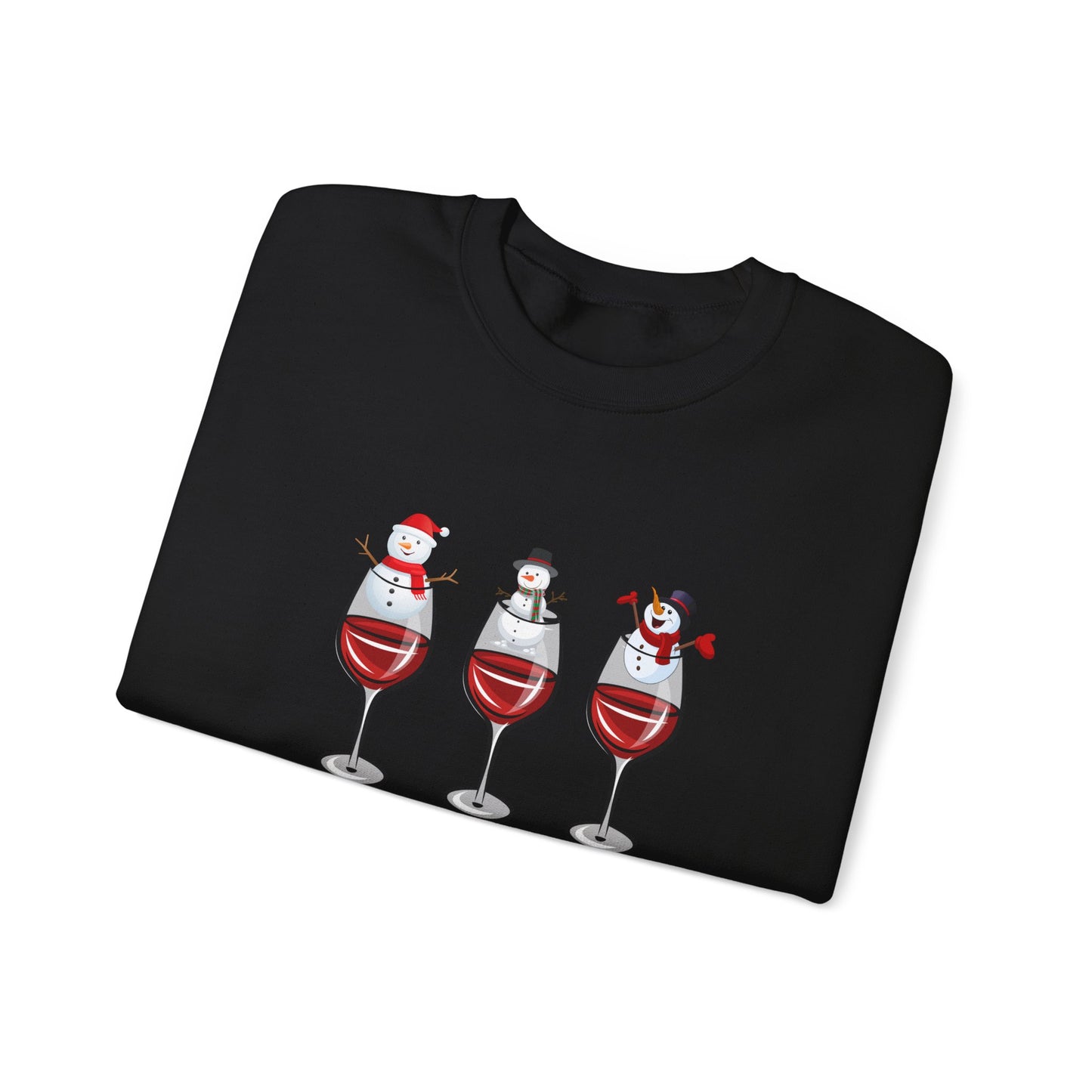 Snowman & Glass of Wine - Unisex Heavy Blend™ Crewneck Sweatshirt - 10013