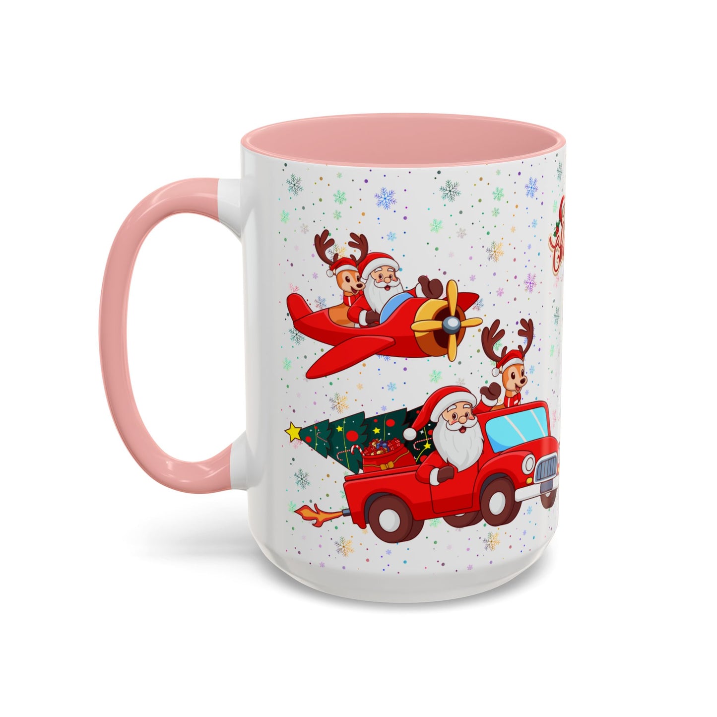 Christmas Party, Santa, Snowman, Reindeer - Accent Coffee Mug (11, 15oz) - 10426