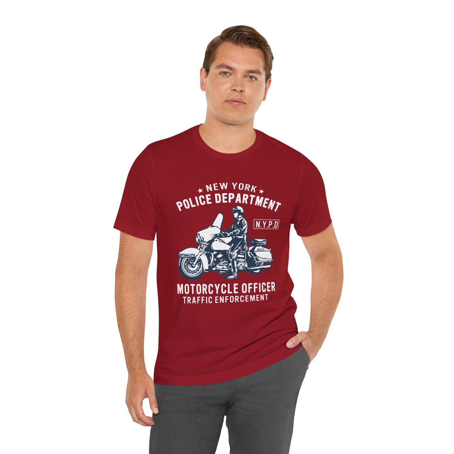 NY Police Department, Motorcycle Officer - Unisex Jersey Short Sleeve Tee - 13252