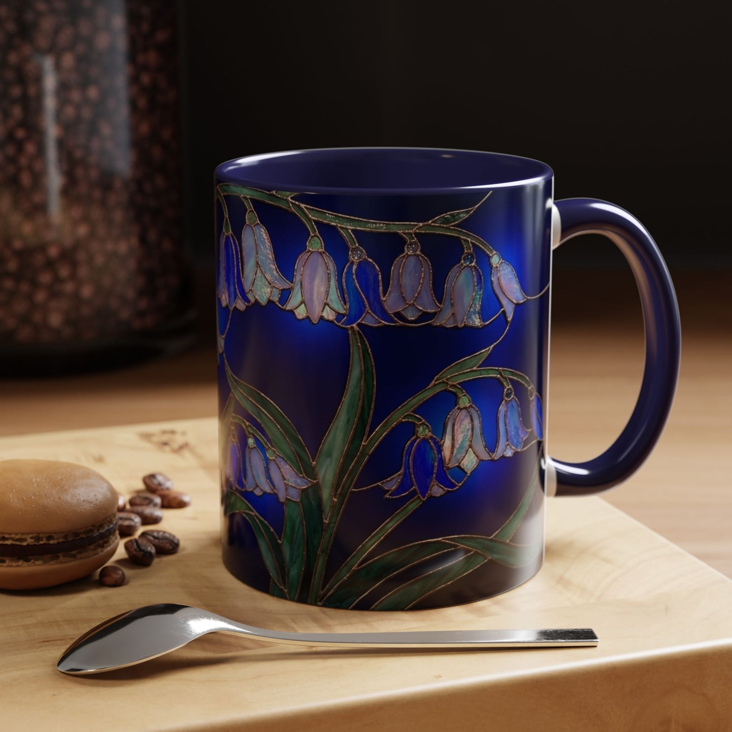 Bluebell Floral Coffee Mug – Stained Glass Design (11/15oz) - 14548