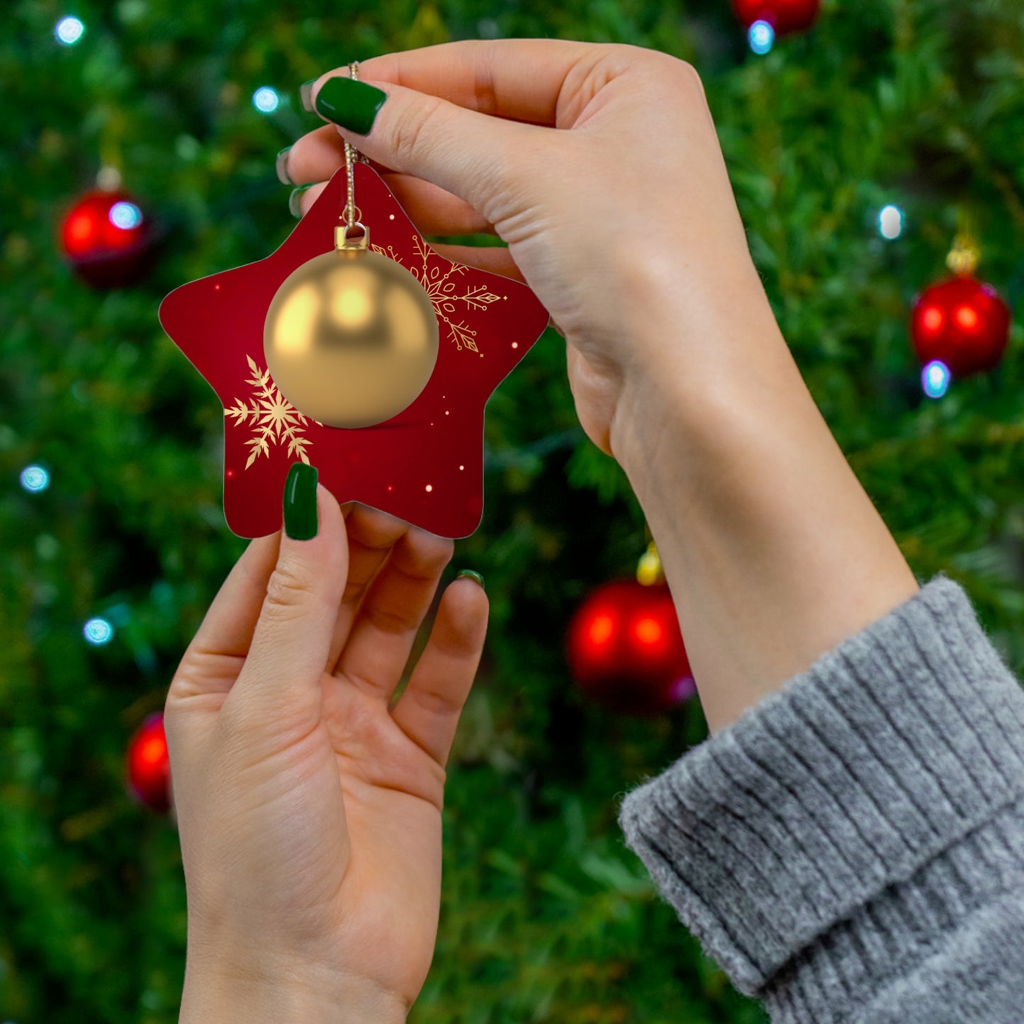 Golden Elegance - Ceramic Ornament, 4 Shapes