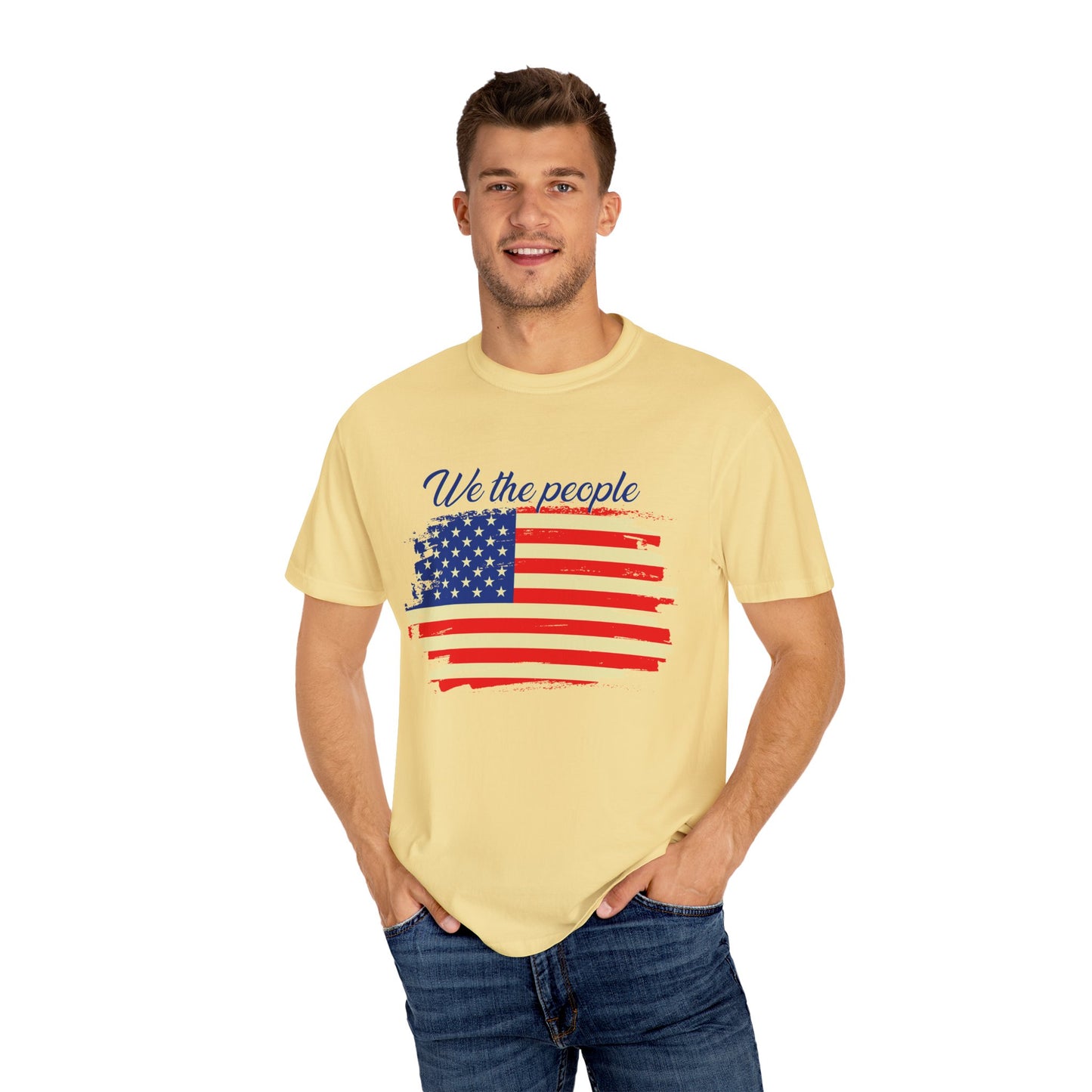 Patriotic Garment-Dyed T-Shirt - We the People, Independence Day Gift, Casual Wear, Constitution Day, Freedom Apparel - 13691