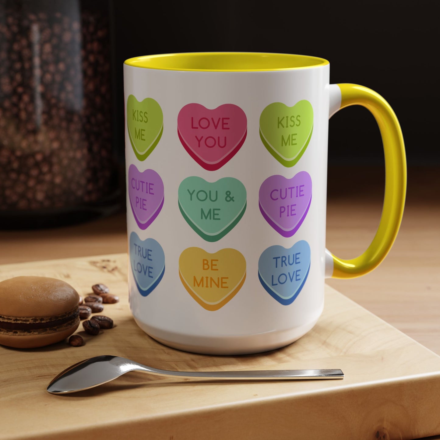 Love You, Kiss Me - Accent Coffee Mug (11, 15oz) - 11541