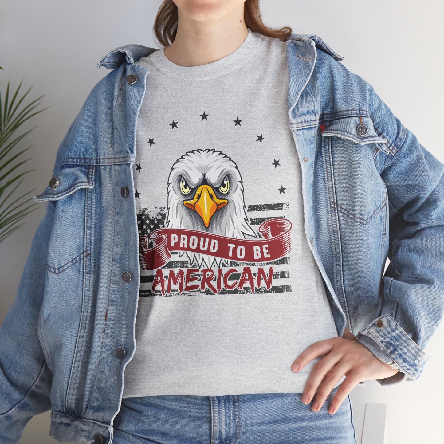 Proud to Be American Tee, Patriotic T-Shirt, USA Pride Shirt, Eagle Graphic Tee, Independence Day Gift, 4th of July Apparel - 13785