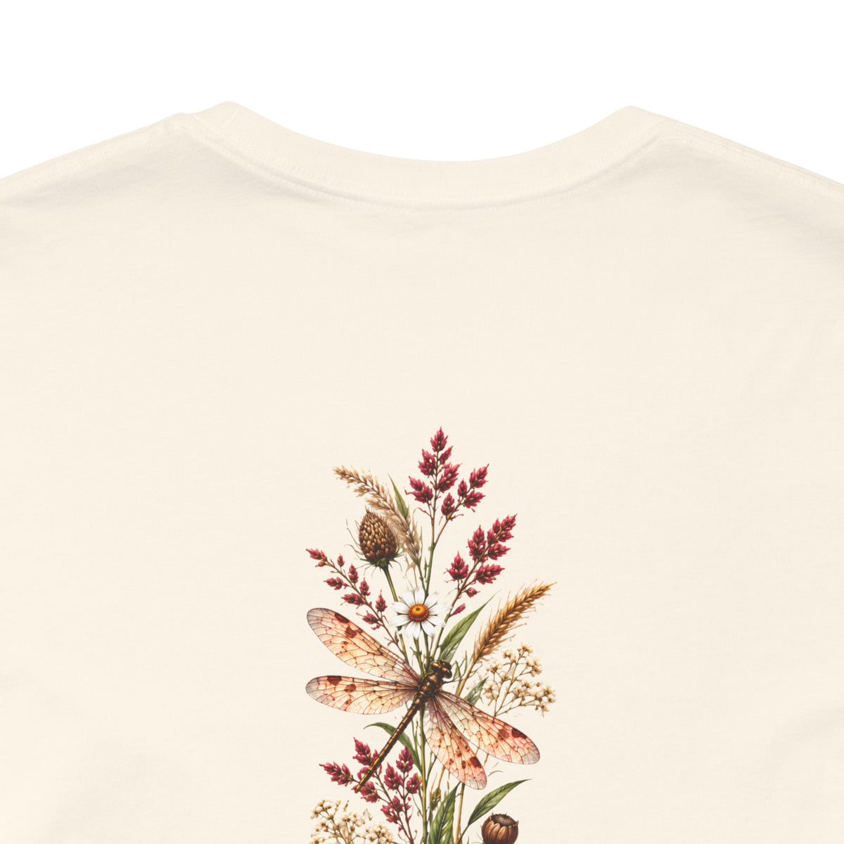 Vintage Wildflower & Dragonfly T-Shirt, Botanical Front & Back Tee - 14549