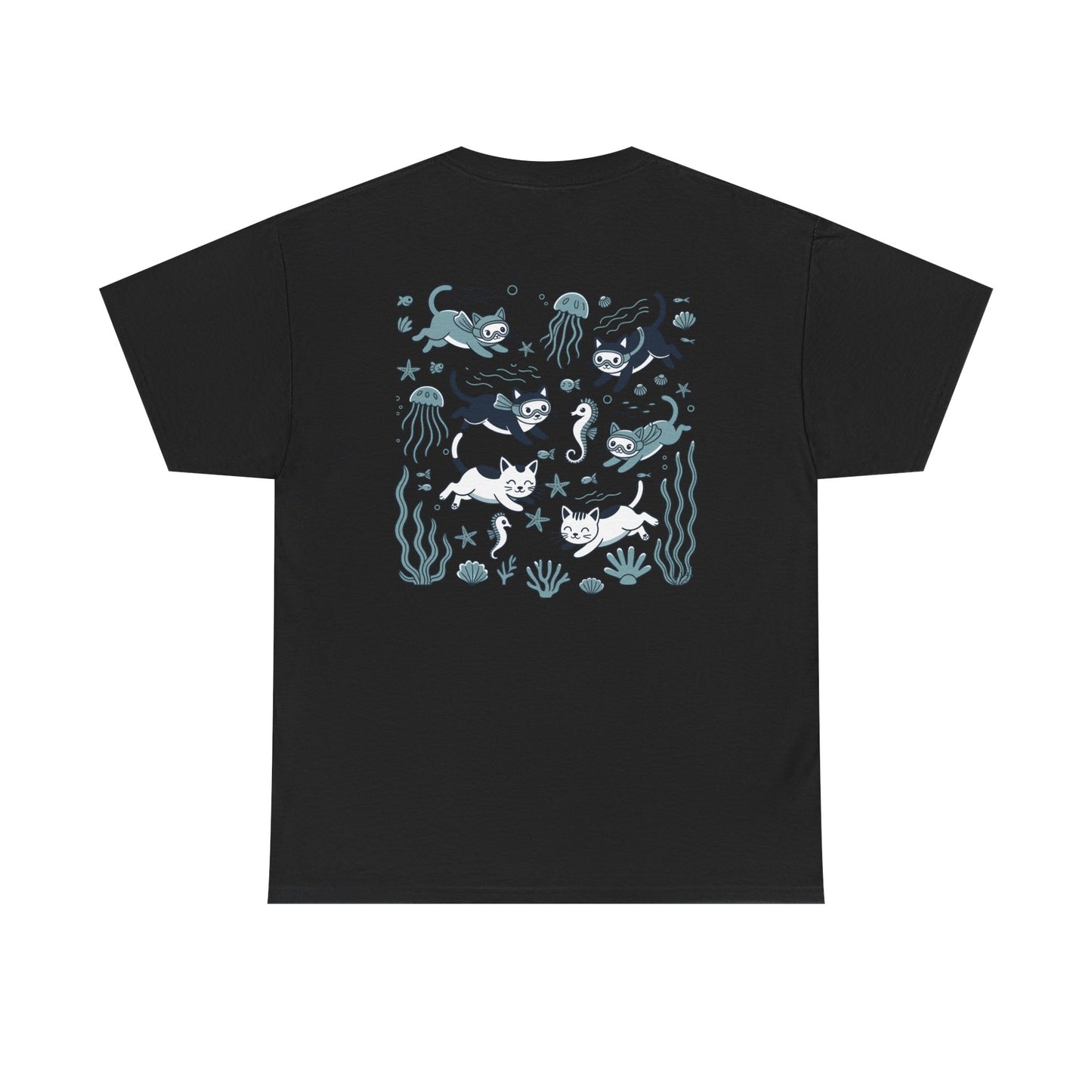 Sea Cats T-Shirt — Cute Underwater Cat Graphic Tee, Ocean Cat Lover Gift - 14869