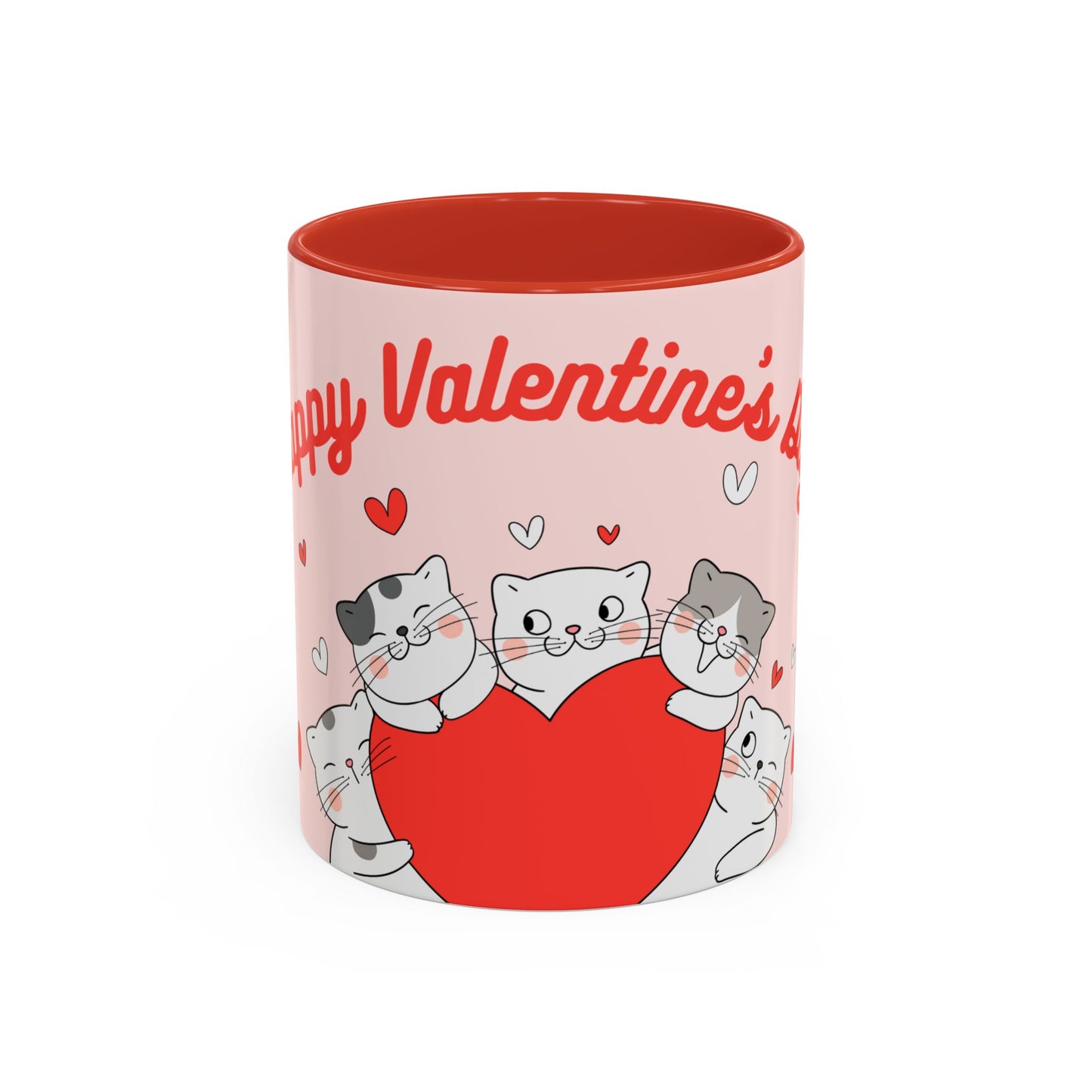 Cats, Happy Valentine's - Accent Coffee Mug (11, 15oz) - 11124