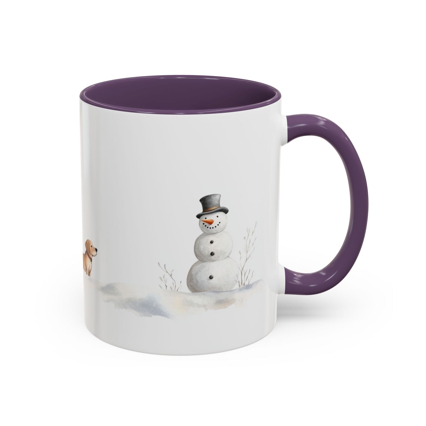 Winter Tree, Snowman & Puppy - Accent Coffee Mug (11, 15oz) - 10404