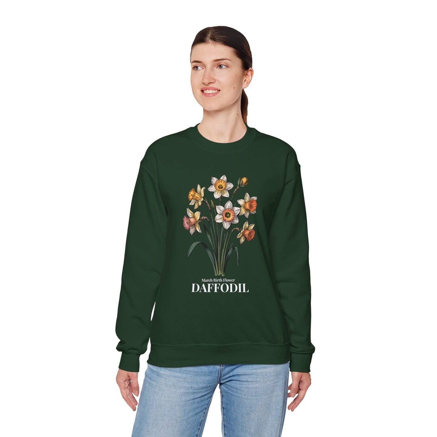 March Birth Flower Daffodil Sweatshirt — Vintage Botanical Floral Crewneck Gift - 14824