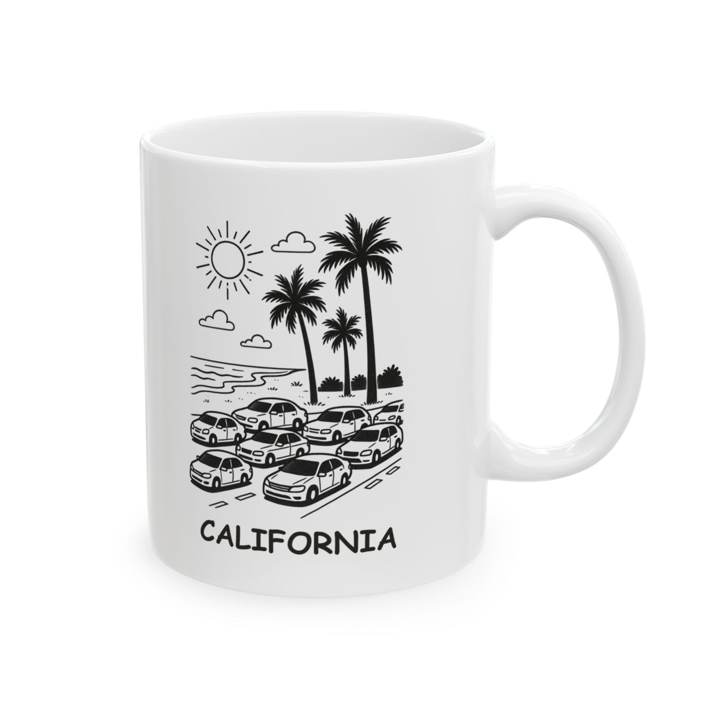 "Sun, sand, and the occasional traffic jam." Ceramic Mug – 12709