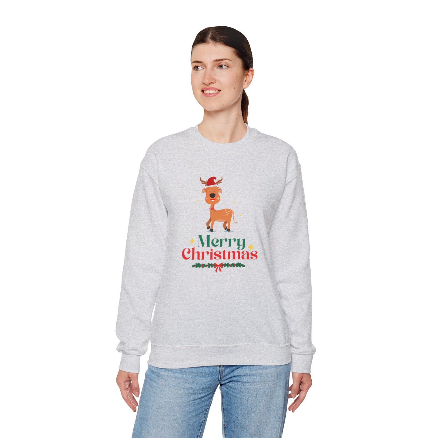 Reindeer, Merry Christmas - Unisex Heavy Blend™ Crewneck Sweatshirt