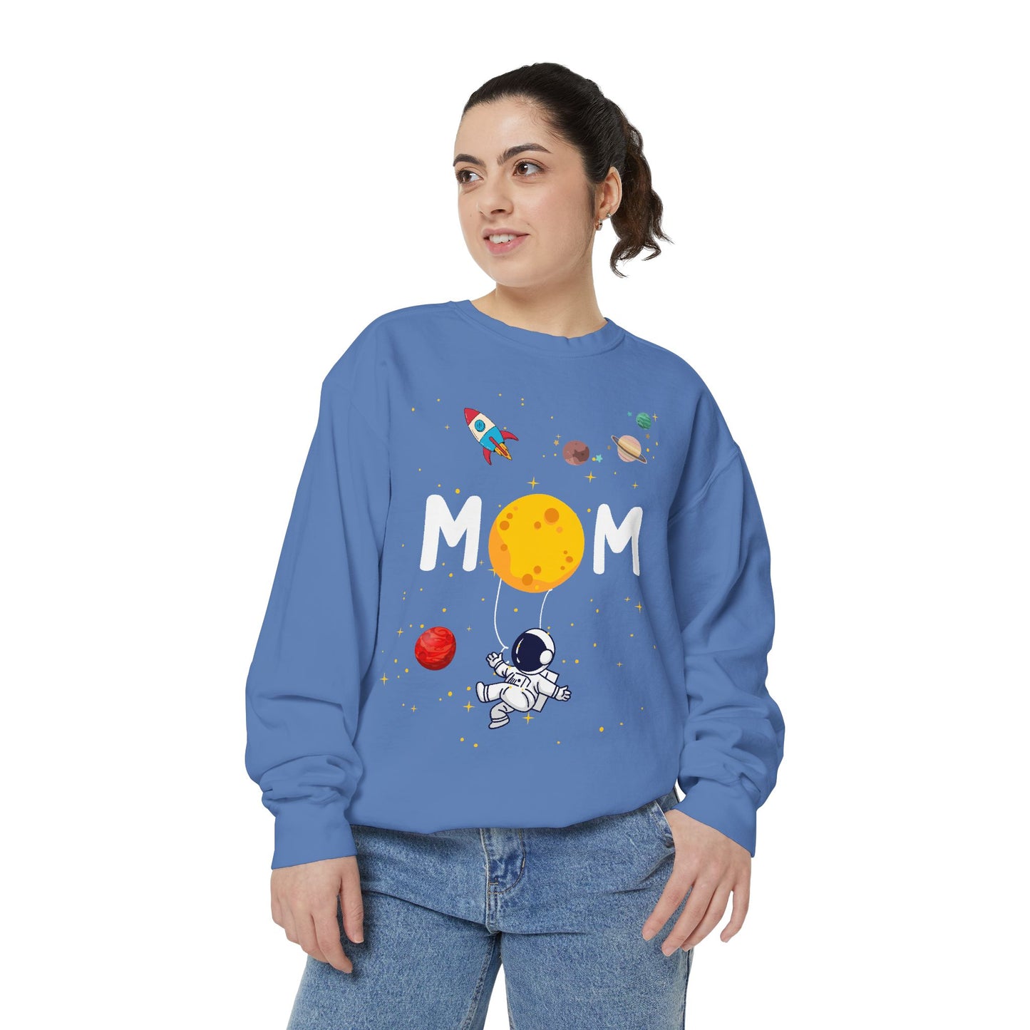 Astronaut Mom Garment-Dyed Sweatshirt | Space-Themed Gift for Mothers - 11838