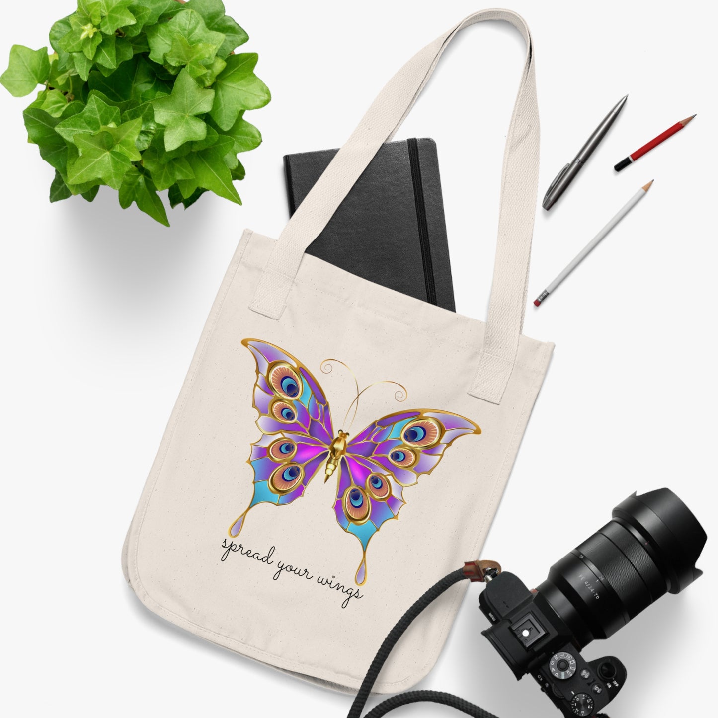 Butterfly, Spread Your Wings - Organic Canvas Tote Bag - 10185