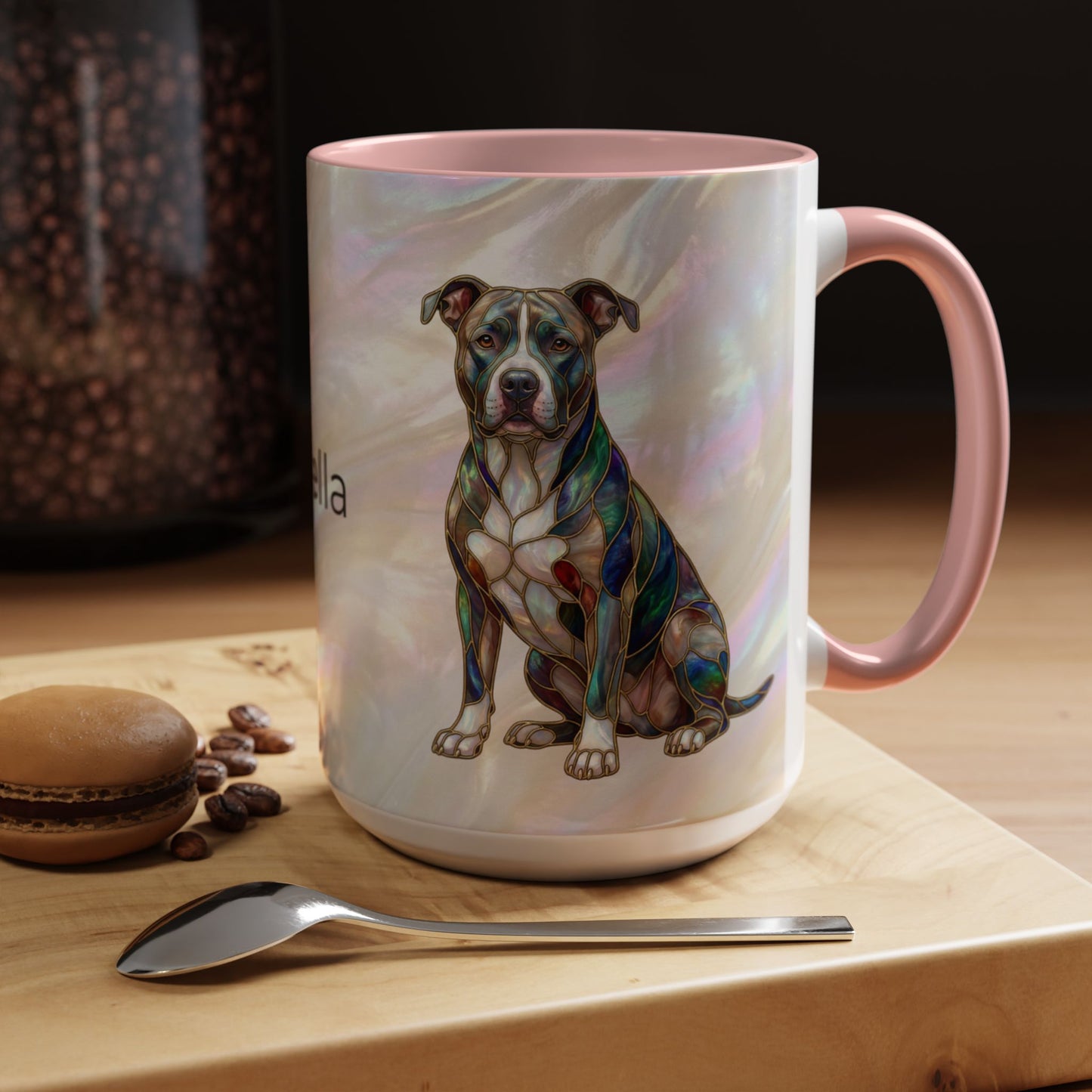 Pitbull Dog Accent Coffee Mug — Stained Glass Design (11/15oz) - 14536
