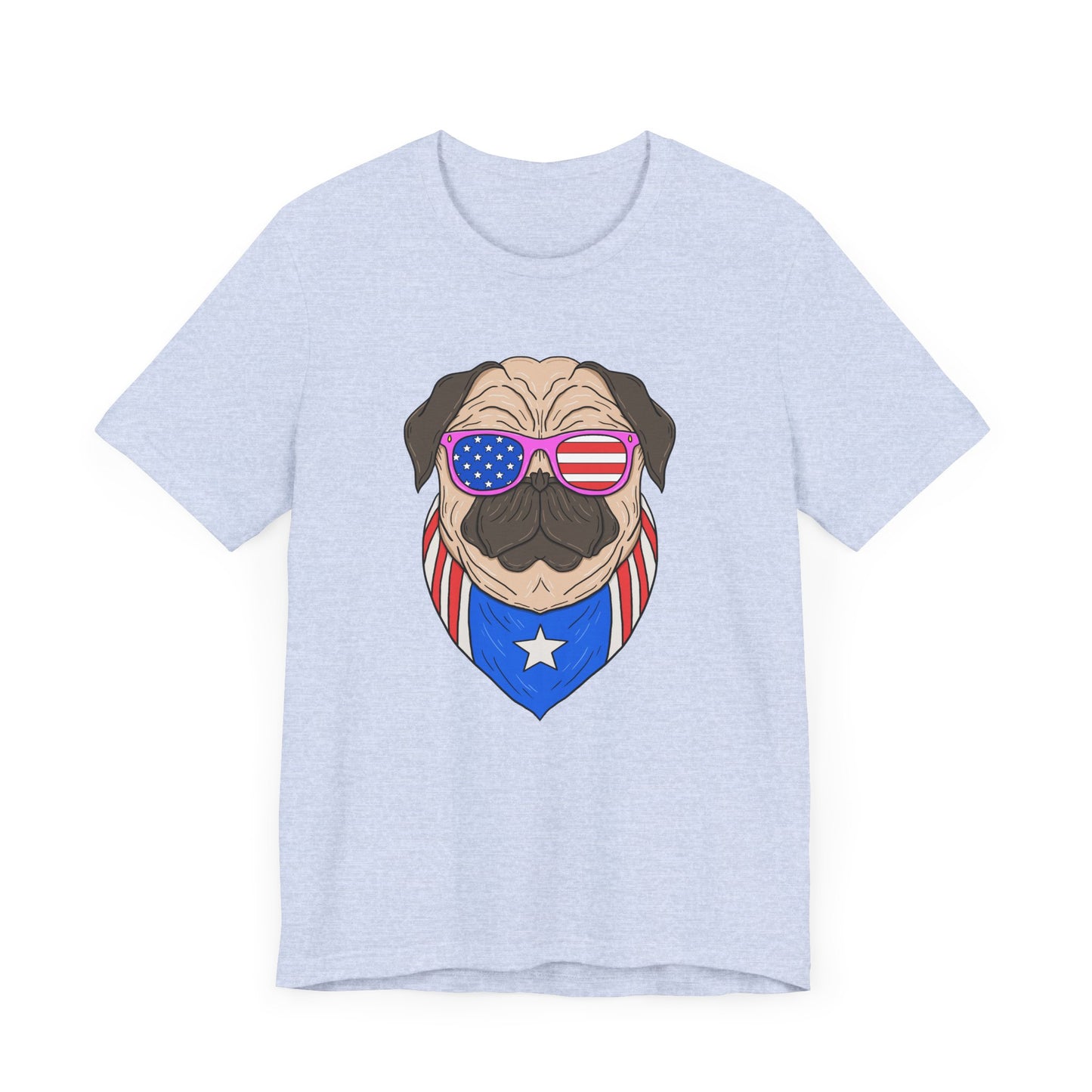 Patriotic Pug Tee, Independence Day T-Shirt, Dog Lovers Gift, Summer Casual Wear, Fun Family Outing Shirt - 13733