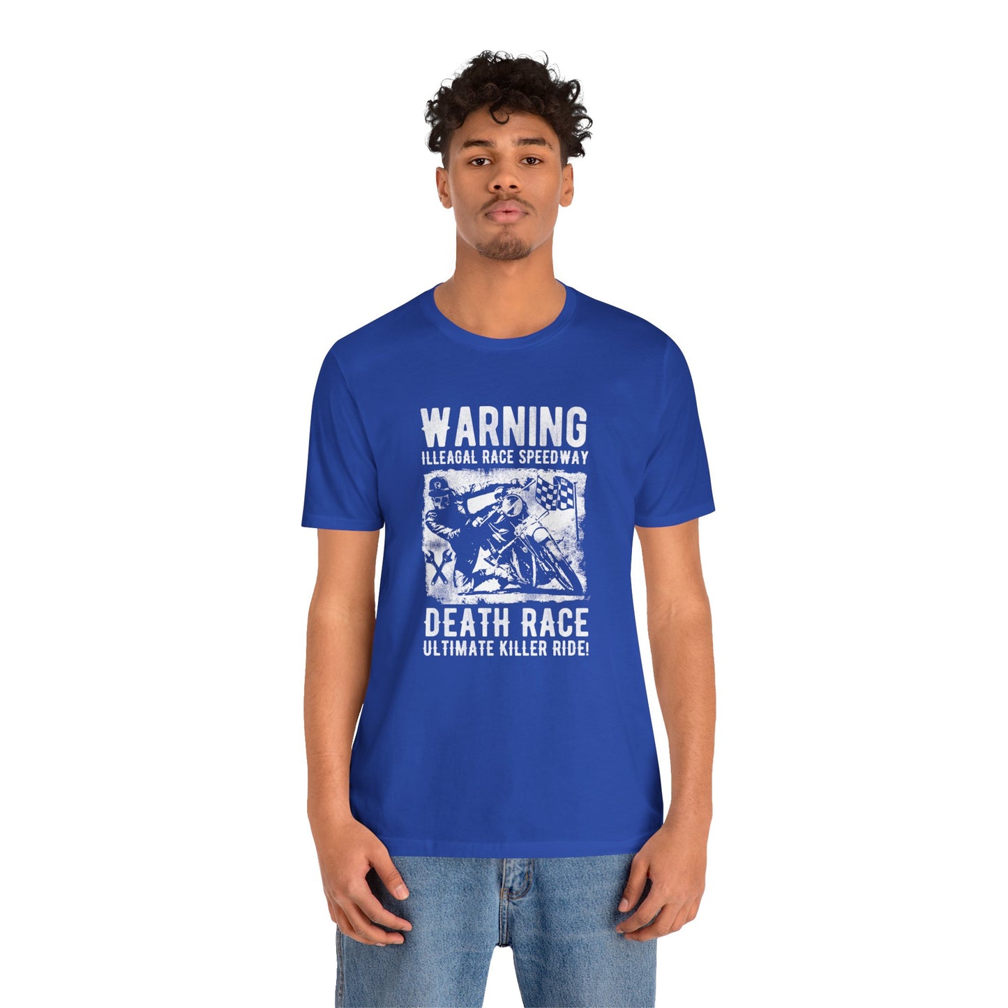 Warning: Illegal Race Speedway- Unisex Jersey Short Sleeve Tee