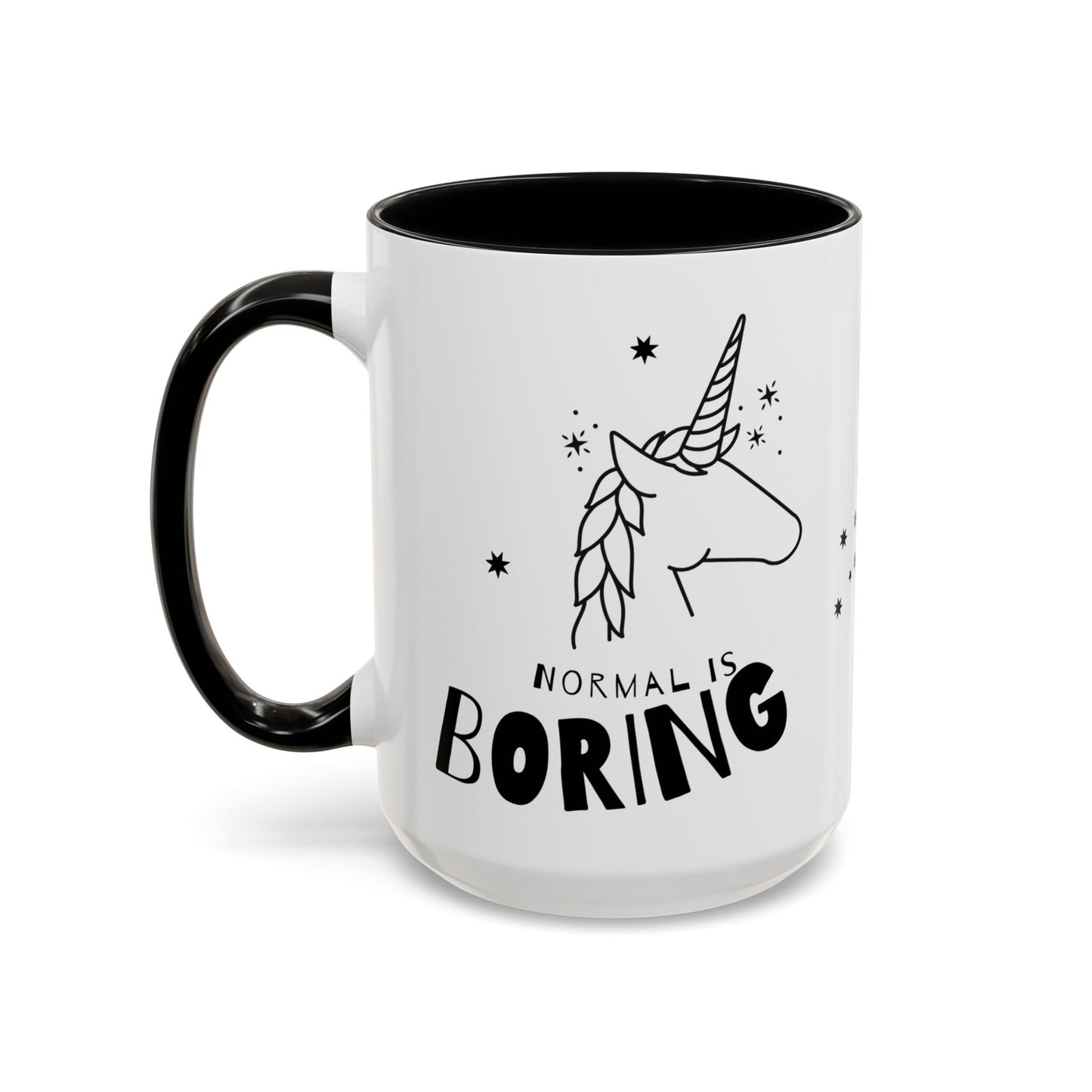 Normal is Boring, Be A Unicorn - Accent Coffee Mug (11, 15oz) - 11097